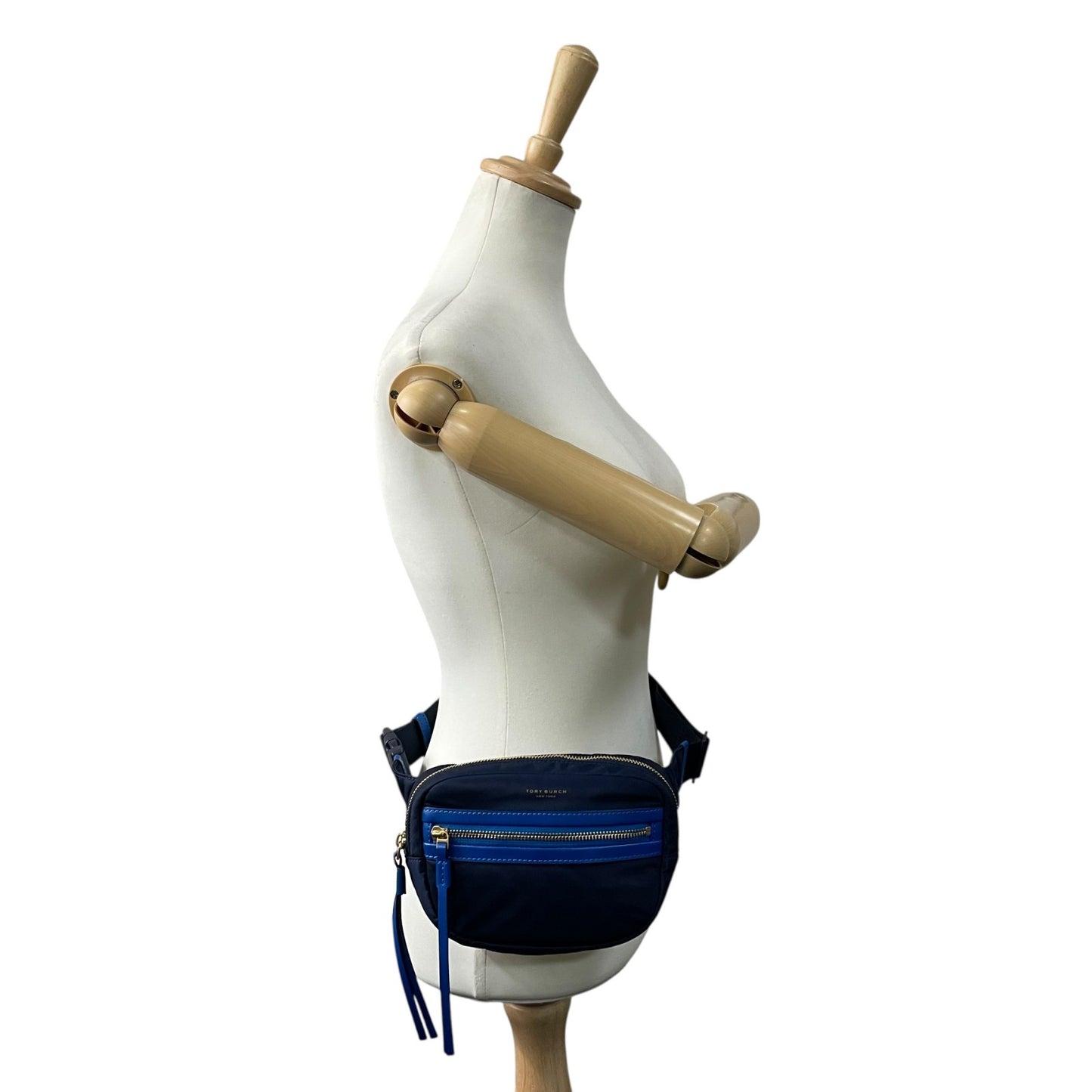 未使用級 美品 トリーバーチ TORY BURCH ボディバッグ ウエストポーチ ショルダーバッグ ネイビー 紺 ブルー 青ナイロン レザー コンビ B1