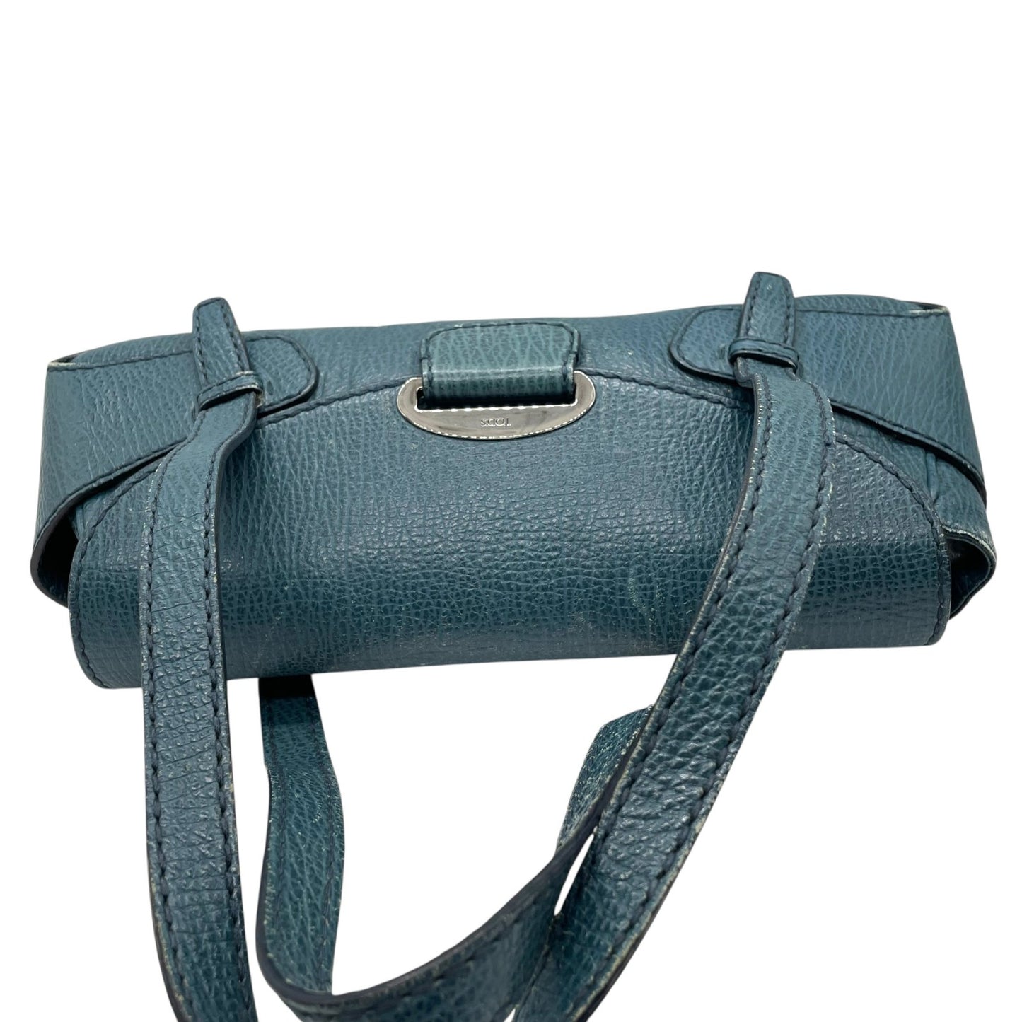 トッズ TOD’S ハンドバッグ ミニボストン グレインレザー 青 ブルー シルバー金具 レディース A7