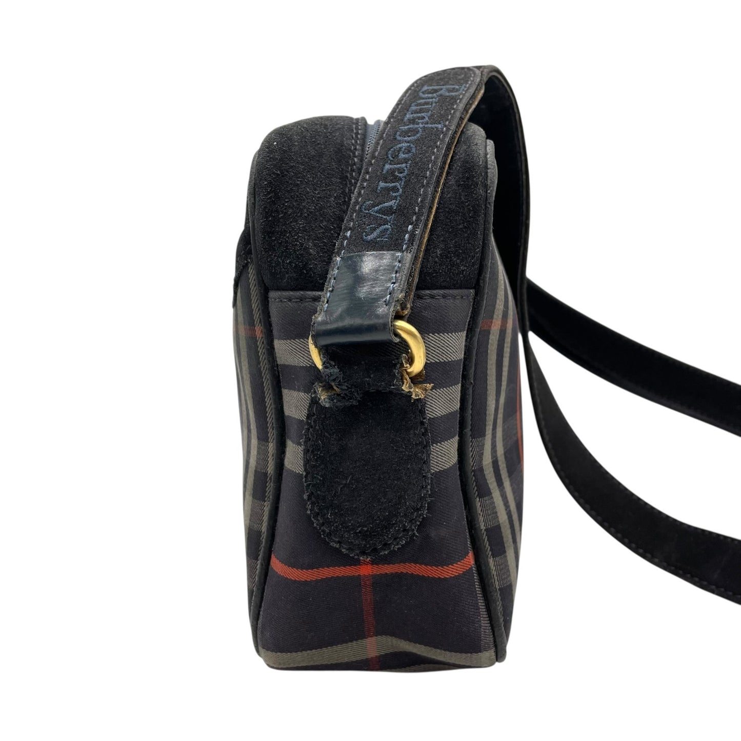 バーバリーズ Burberrys ノバチェック ショルダーバッグ ネイビー 紺 ゴールド金具 ヴィンテージ ロゴエンブレム B3