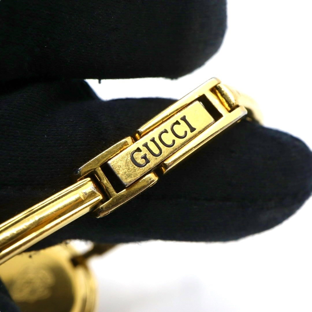 【美品/電池交換済】グッチ GUCCI チェンジベゼル 11/12.2 腕時計 レディースウォッチ クオーツ バングルウォッチ ゴールド ホワイト文字盤 ヴィンテージ アンティーク クラシック エレガント 人気モデル ブラウンベゼル クリーニング済み G3