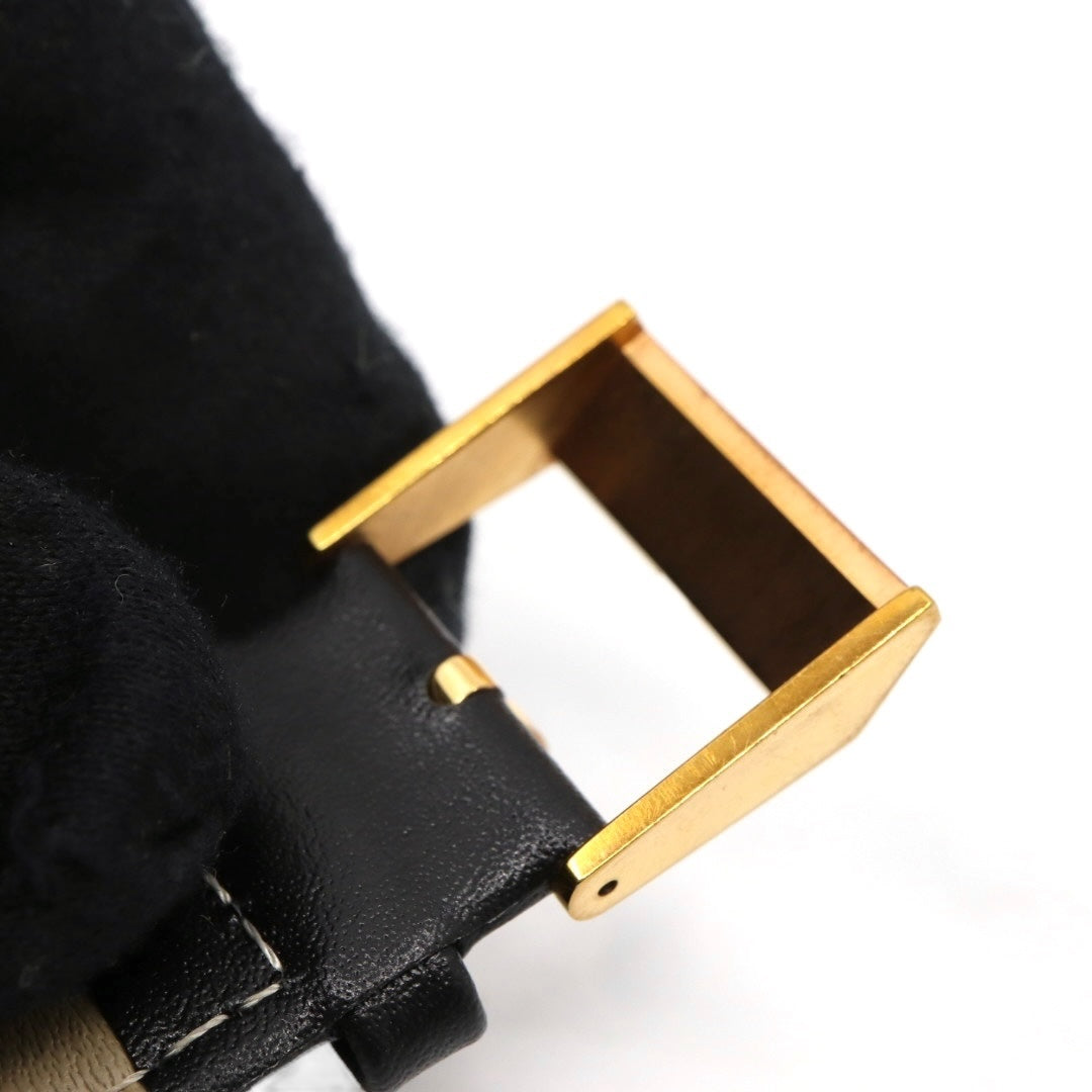 極美品 電池交換済 スワロフスキー 腕時計 5045371 レディース クオーツ ゴールド ブラックレザーベルト クリスタル アナログ ドレスウォッチ エレガント ラグジュアリー スワンロゴ スイス製 クリーニング済み G3