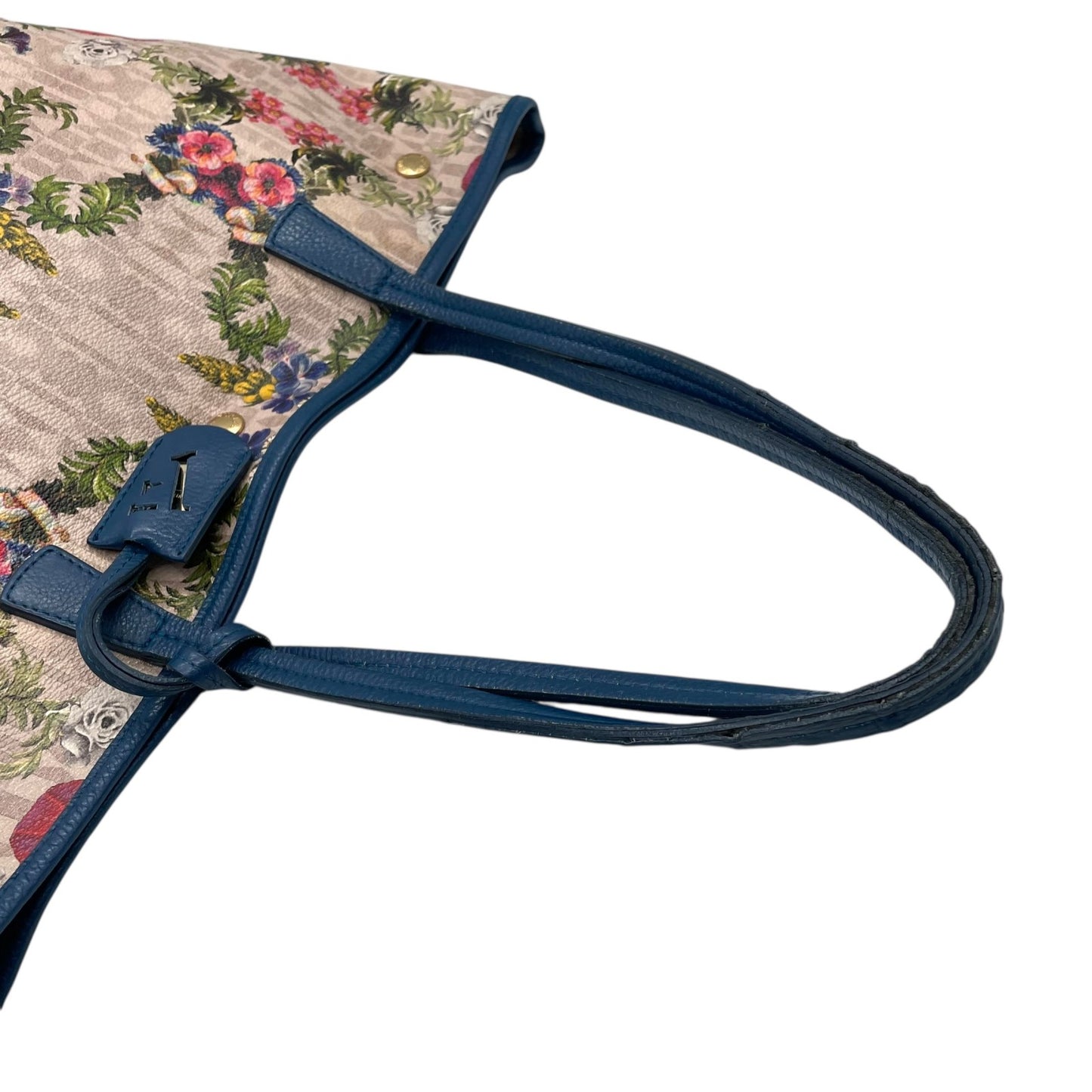 FURLA フルラ トートバッグ PVC レザー マルチカラー ゴールド金具 花柄 ボタニカル 総柄 肩掛け可 ロゴ レディース U13