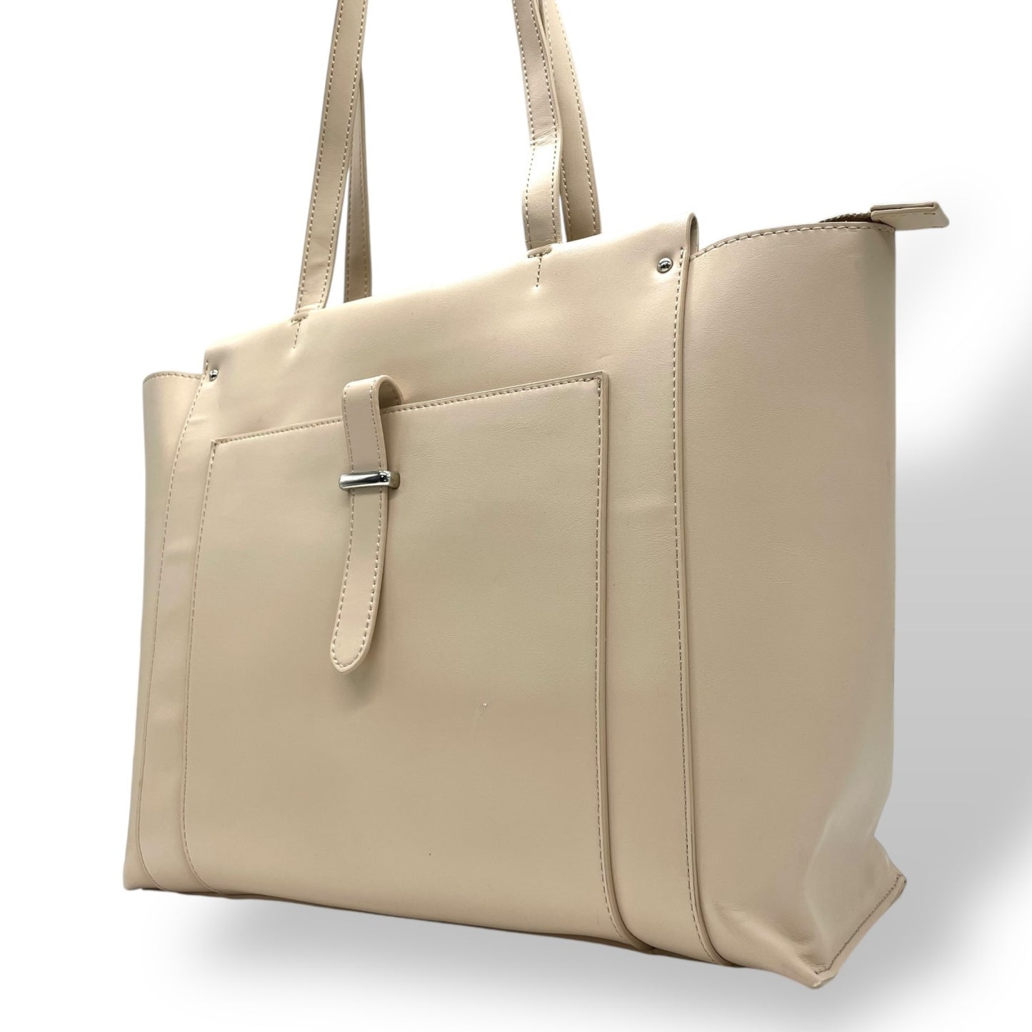 美品 23区 トートバッグ ピンクベージュ レザー シルバー金具 肩掛け可 A4収納可 Vingt-trois arrondissements レディース Q