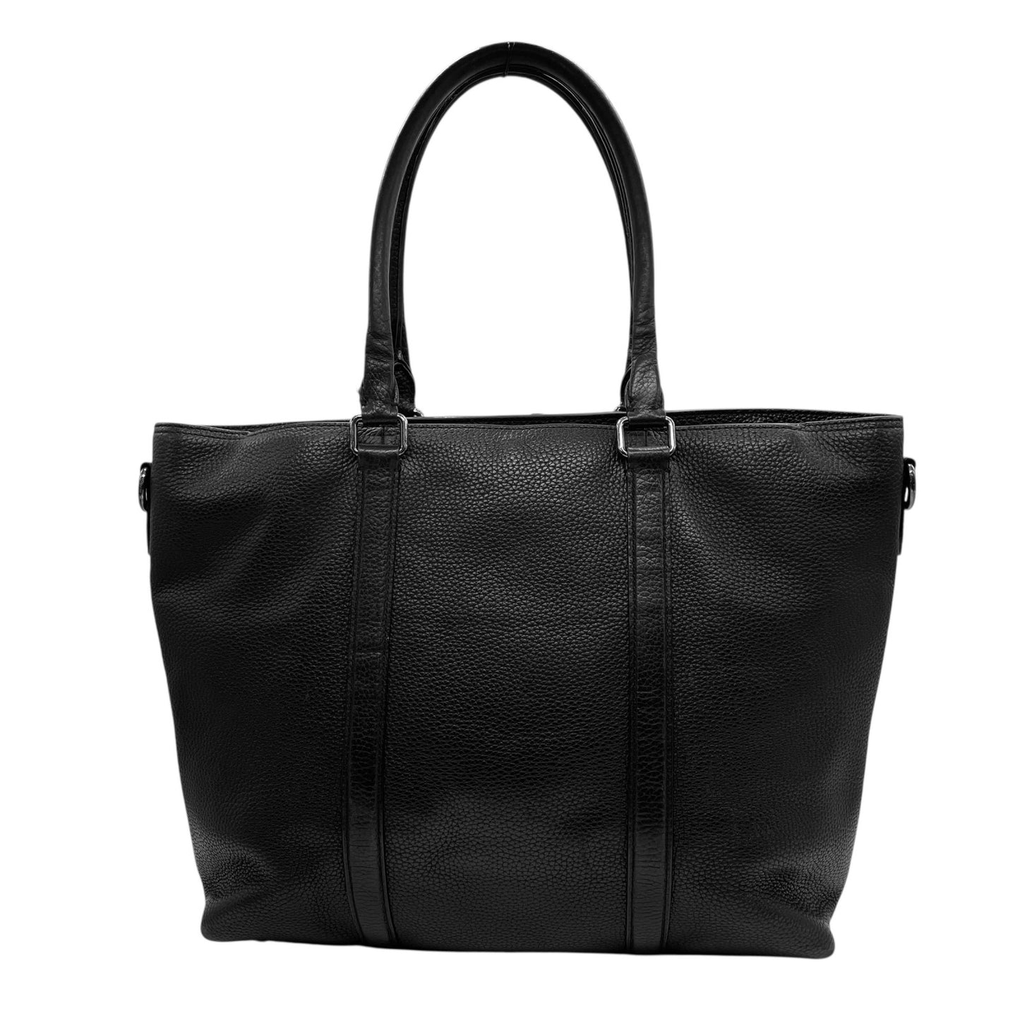 COACH コーチ 2WAY トートバッグ ショルダーバッグ 黒 ブラック レザー シボ革 シルバー金具 ロゴ 肩掛け可 斜め掛け可 ビジネス メンズ レディース J