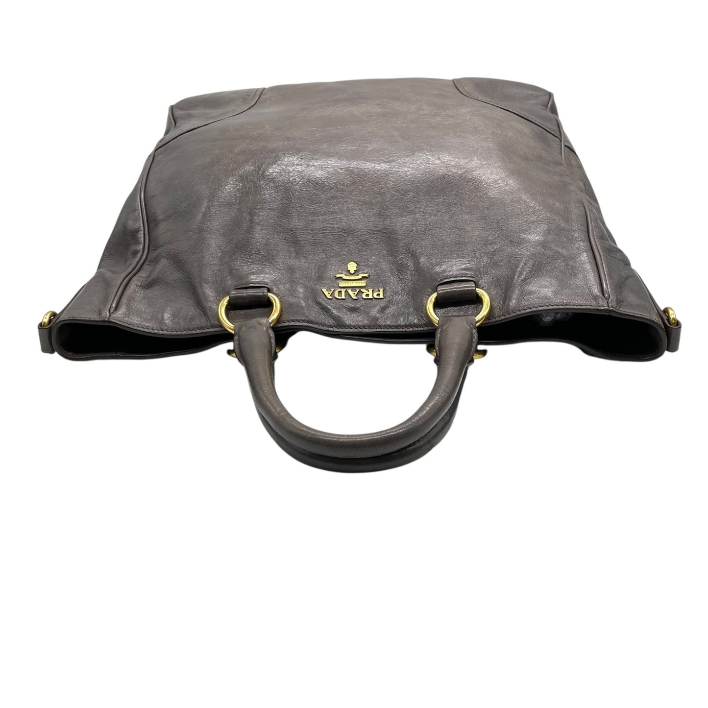 プラダ PRADA トートバッグ ショルダーバッグ 肩掛け 灰色 グレー レザー 金金具 ゴールド金具 2WAY K3