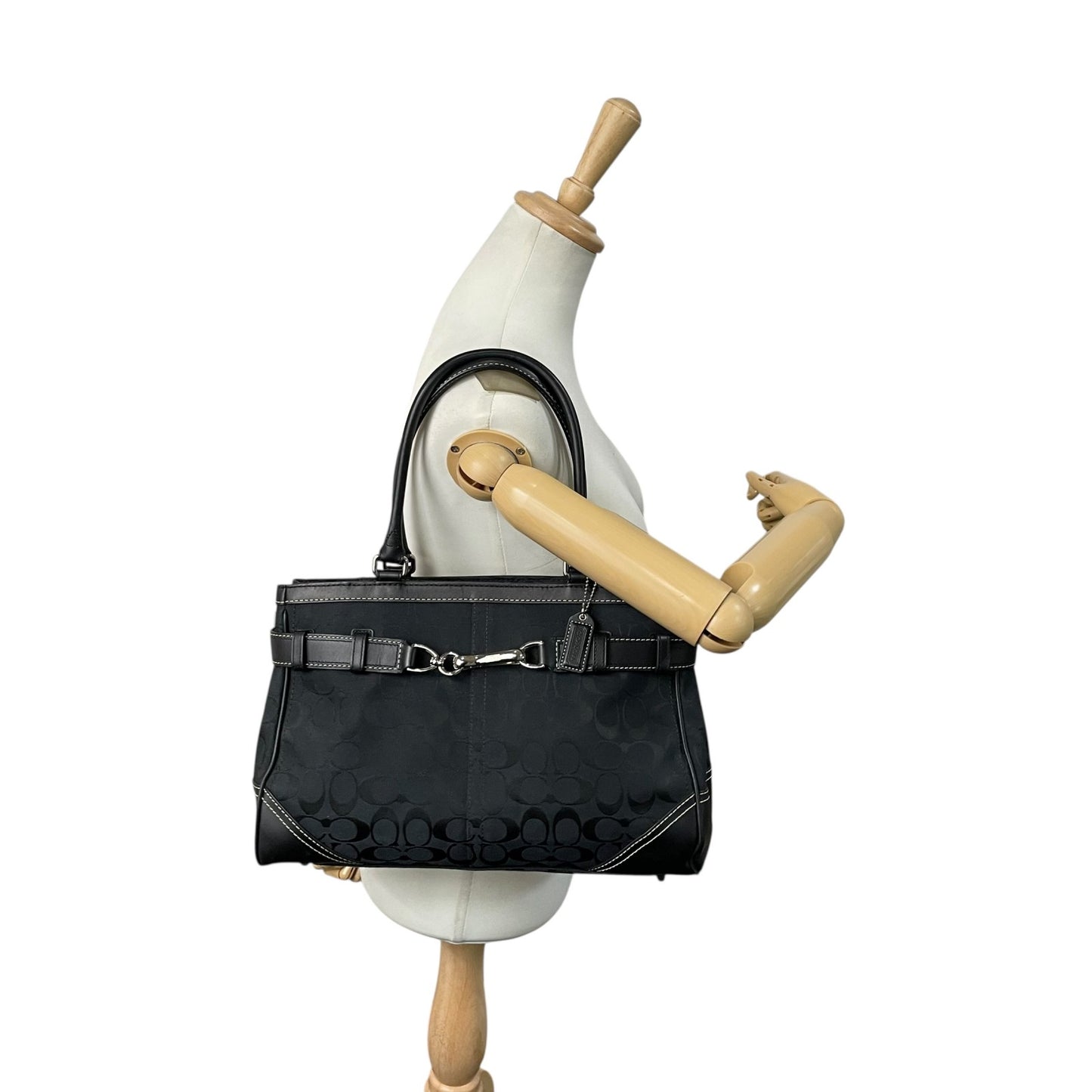 コーチ COACH トートバッグ シグネチャーF08K07 黒 ブラック 紺 ネイビー ジャガード レザー ホースビット A4対応 通勤 通学 U12