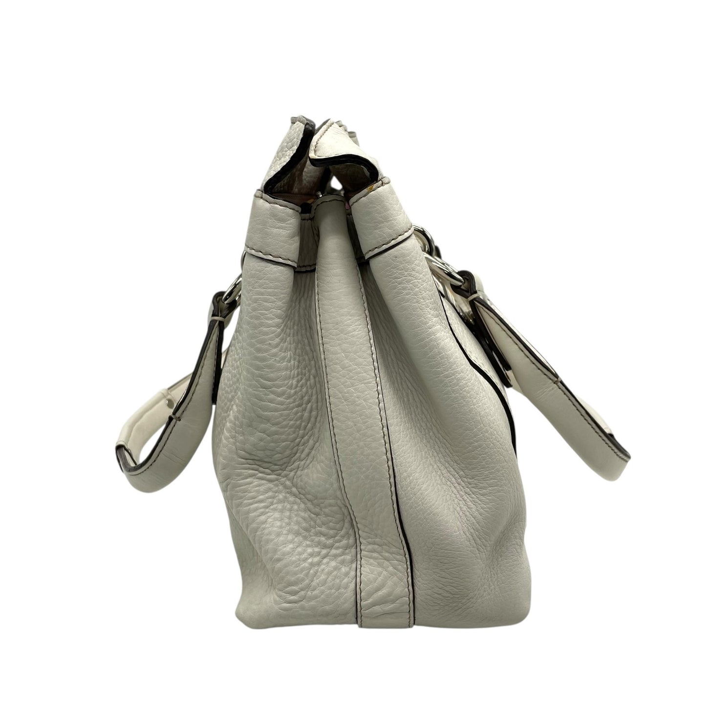 コーチ COACH トートバッグ 13160 ホワイト 白 レザー シルバー金具 ブラウン 茶色 チャーム付き A4対応 通勤 通学 S93