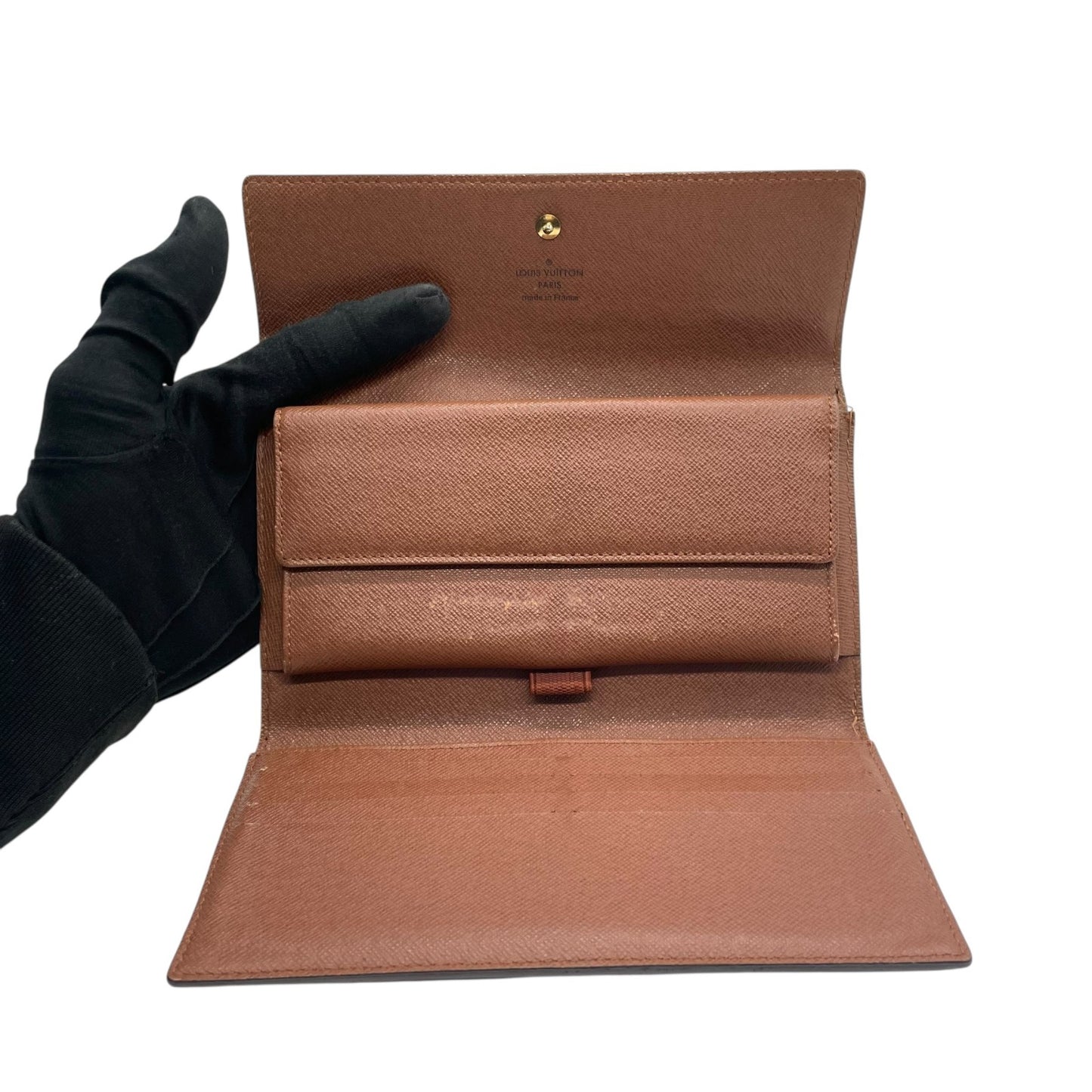 ルイ・ヴィトン LOUIS VUITTON LV モノグラム ポルトトレゾール インターナショナル M61215 長財布 茶色 ブラウン レザー 金金具 ゴールド シリアル刻印 W1