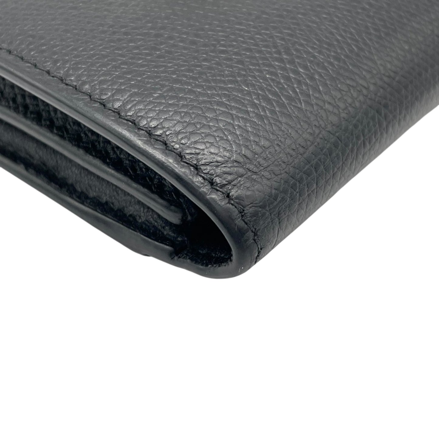 【美品】Christian Dior クリスチャンディオール モンテーニュ ロータス 三つ折り財布 コンパクトウォレット ブラック レザー CDロゴ ゴールド金具 レディース W3