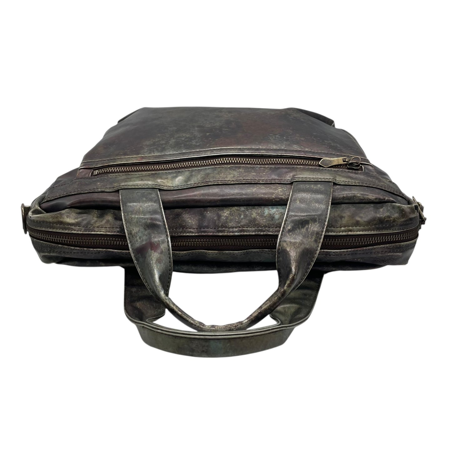 ジャンポールゴルチエ ビジネスバッグ 2WAY ショルダーバッグ Vサイバー 玉虫色 メタリック PVC レザー A4 PC収納可 廃盤 希少 メンズ レディース ユニセックス 通勤 通学 ブリーフケース ヴィンテージ 10