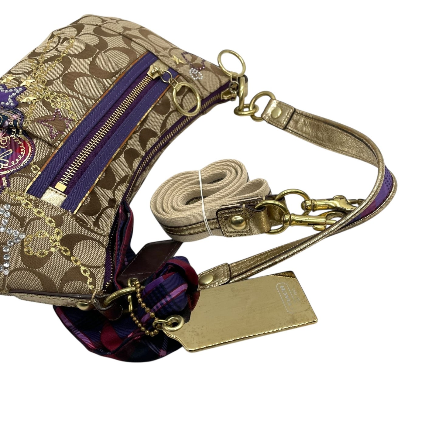 COACH コーチ 15880 ポピー Y2K 00s vintage 2way シグネチャー ハンドバッグ ショルダーバッグ スカーフチャーム 総柄 キャンバス s91