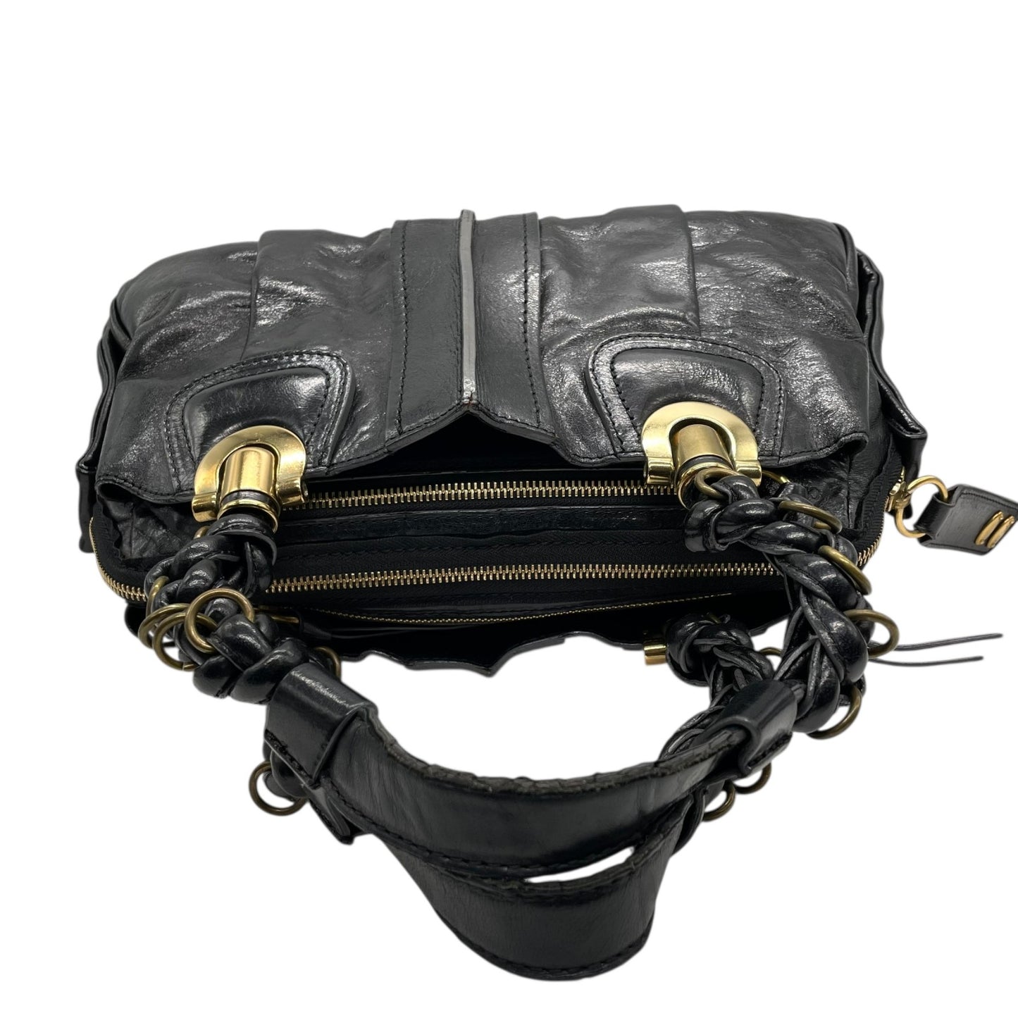 クロエ Chloé エロイーズ Eloise レザー ハンドバッグ ブラック ゴールド金具 編み込みハンドル Y2K 2000s ヴィンテージ レザーバッグ