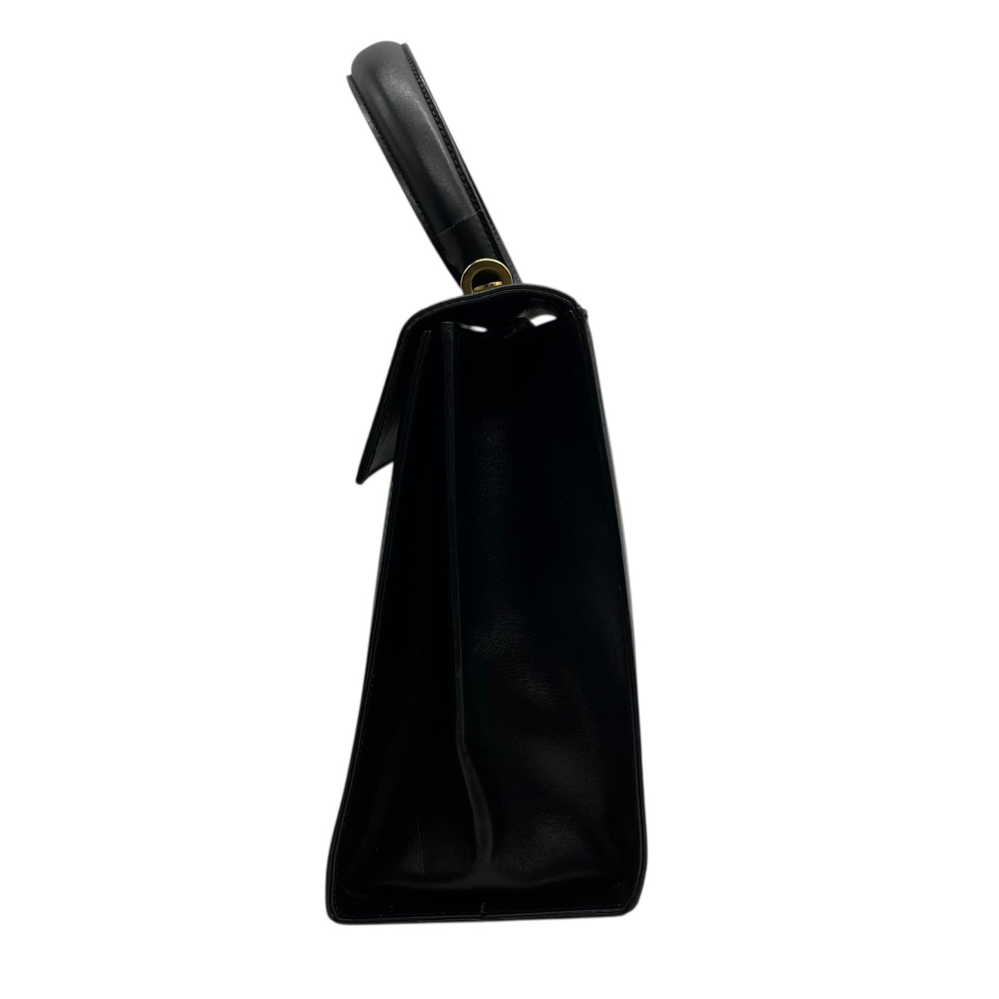 Salvatore Ferragamo フェラガモ ガンチーニ ハンドバッグ カーフレザー ブラック ゴールド金具 ヴィンテージ フォーマル A