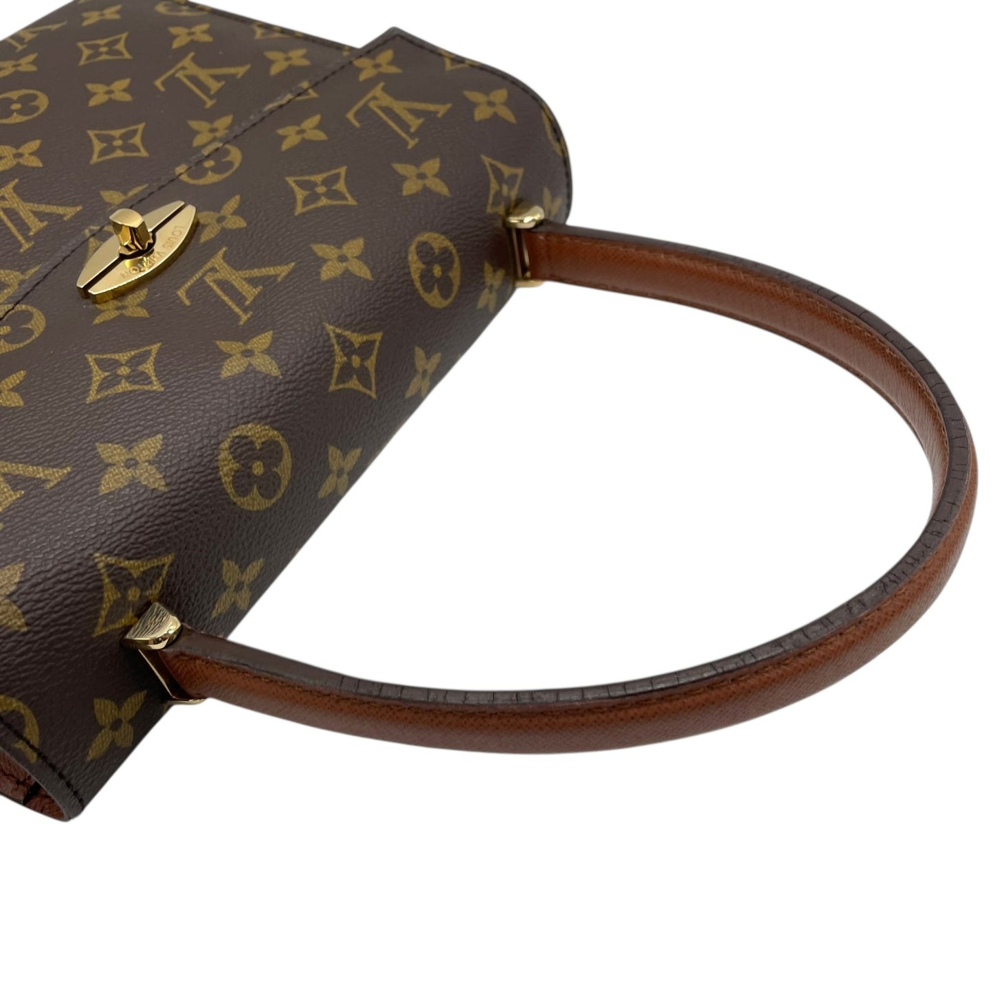 Authentic LOUIS VUITTON Monogram Marzelive Handbag M51379 Brown PVC Leather Gold Hardware Top Handle Flap Closure Women's