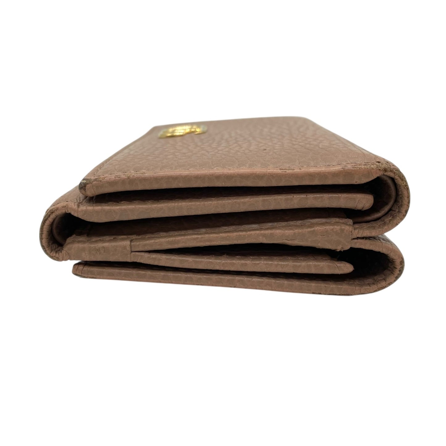 GUCCI グッチ GGマーモント 三つ折り財布 474746 ピンクベージュ レザー 本革 シボ革 ゴールド金具 レディース W2