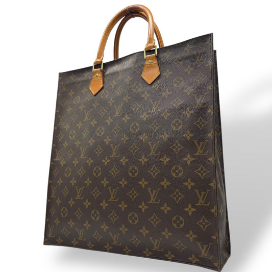 LOUIS VUITTON ルイヴィトン モノグラム サックプラ トートバッグ ハンドバッグ ショッピングバッグ M51140 茶 ブラウン ゴールド金具 PVC レザー 手提げ メンズ レディース E