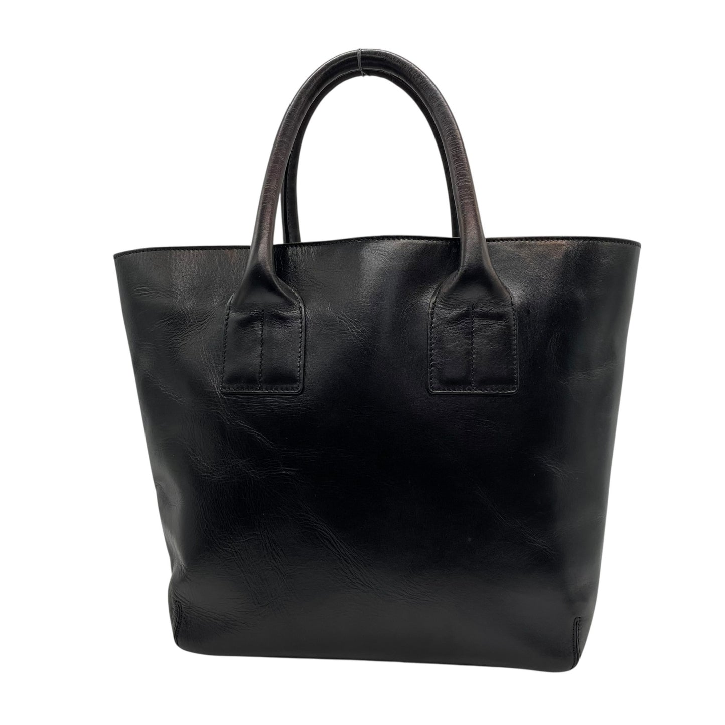 美品 HIROFU ヒロフ トートバッグ ハンドバッグ Hロゴ 黒 ブラック レザー シルバー金具 手提げ A4収納可 レディース H