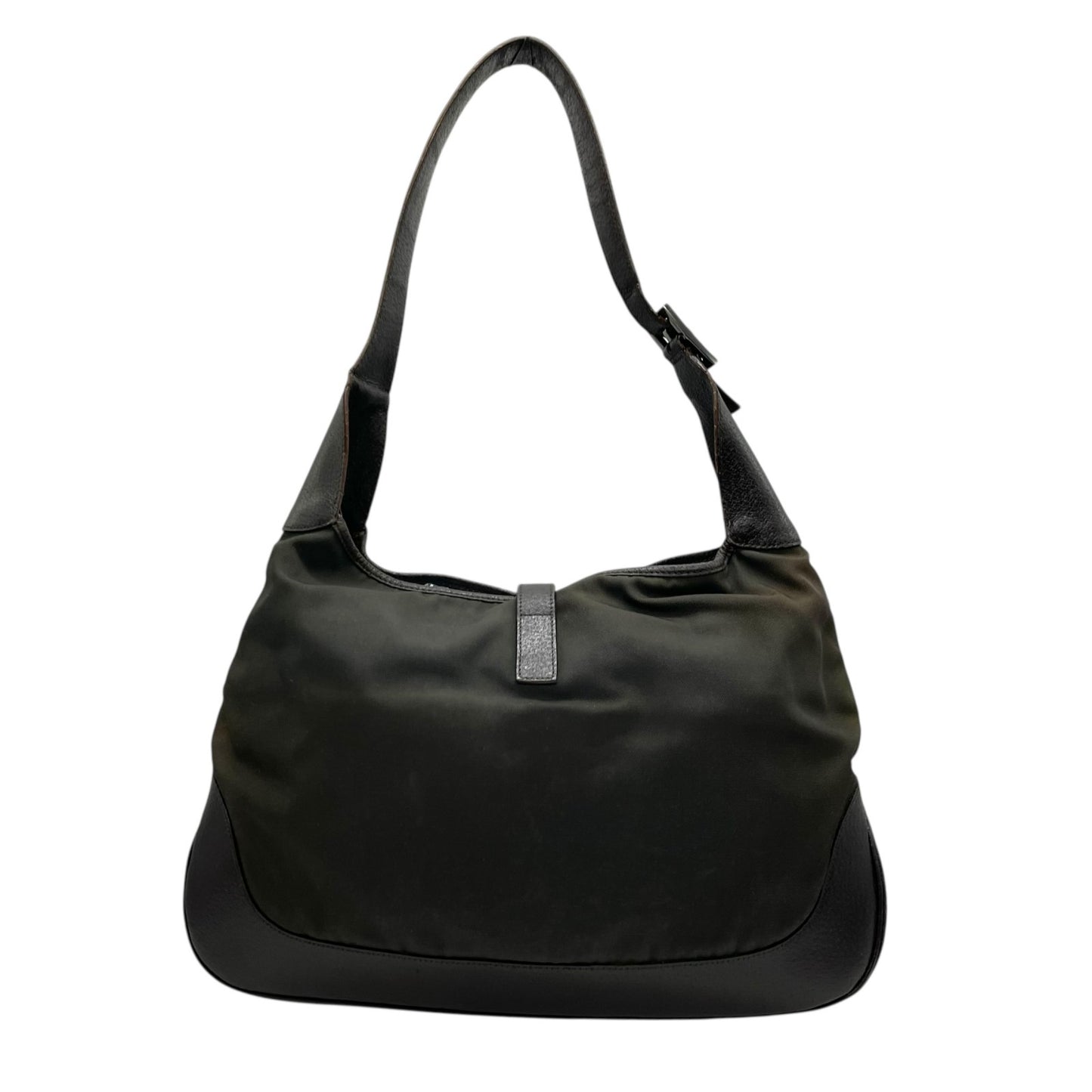 GUCCI グッチ ジャッキー ワンショルダーバッグ カーキ 茶 ブラウン キャンバス レザー シルバー金具 肩掛け可 ホーボー レディース ヴィンテージ B4