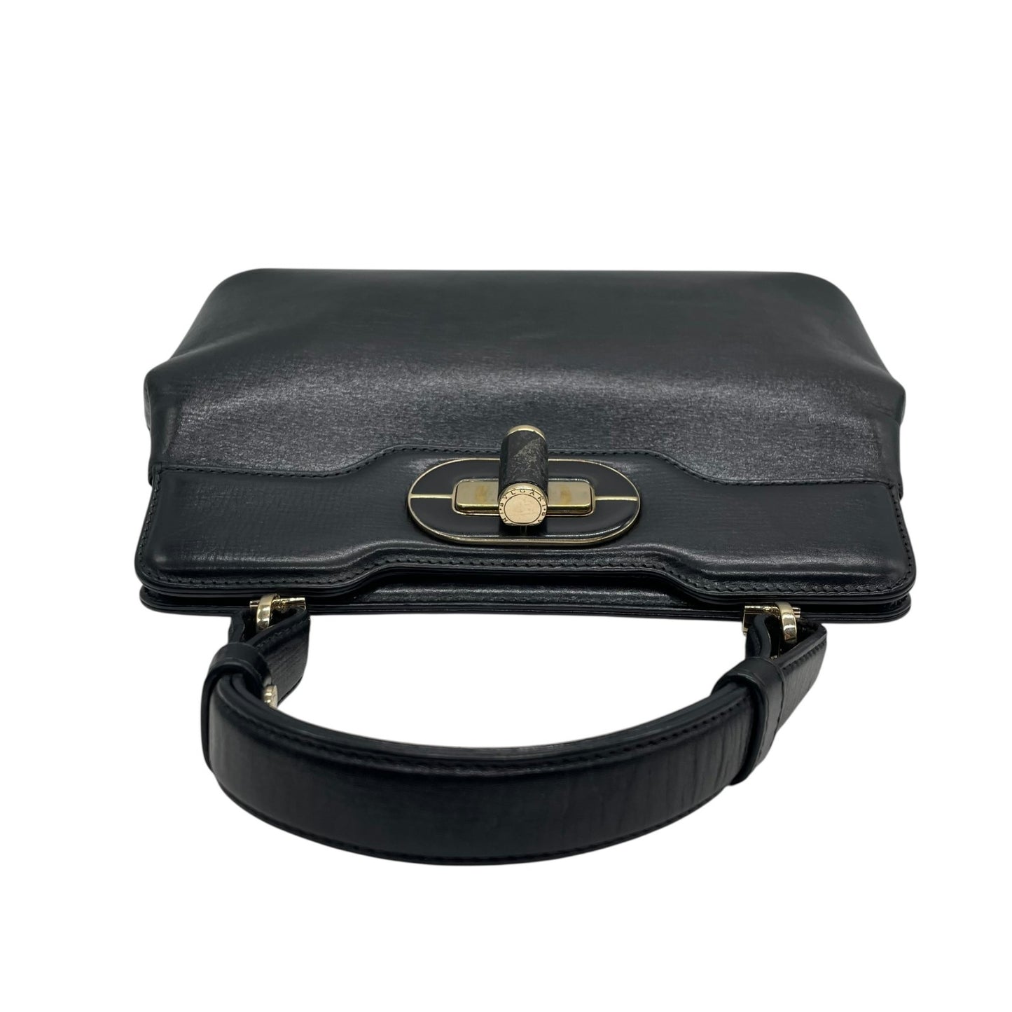 BVLGARI ブルガリ ショルダーバッグ イザベラロッセリーニ ブラック レザー 本革 ターンロック 2WAY ハンドバッグ レディース 黒 K11