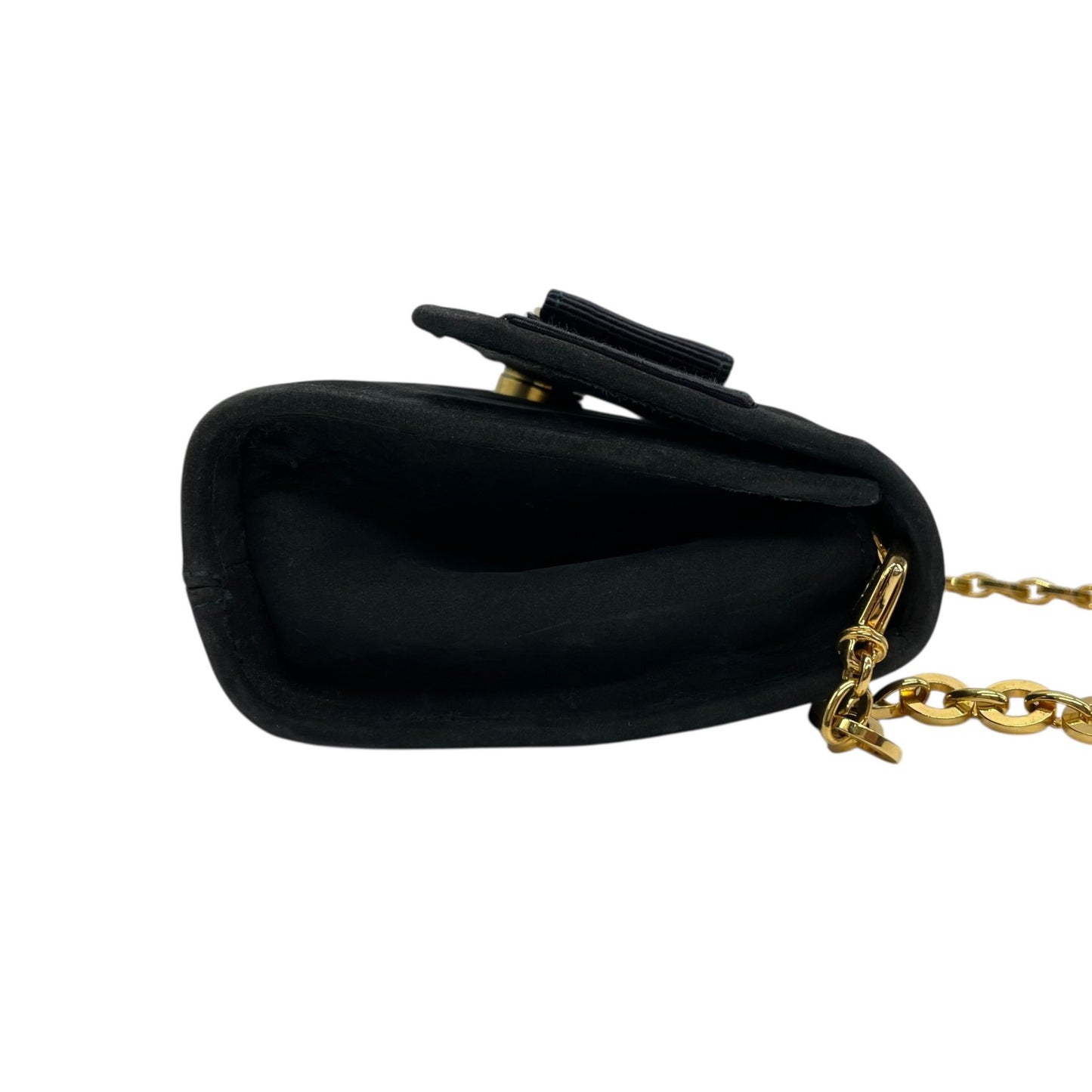 Salvatore Ferragamo フェラガモ ヴァラリボン チェーンショルダー ショルダーバッグ ミニバッグ ネイビー スエード ゴールド金具 レディース K10