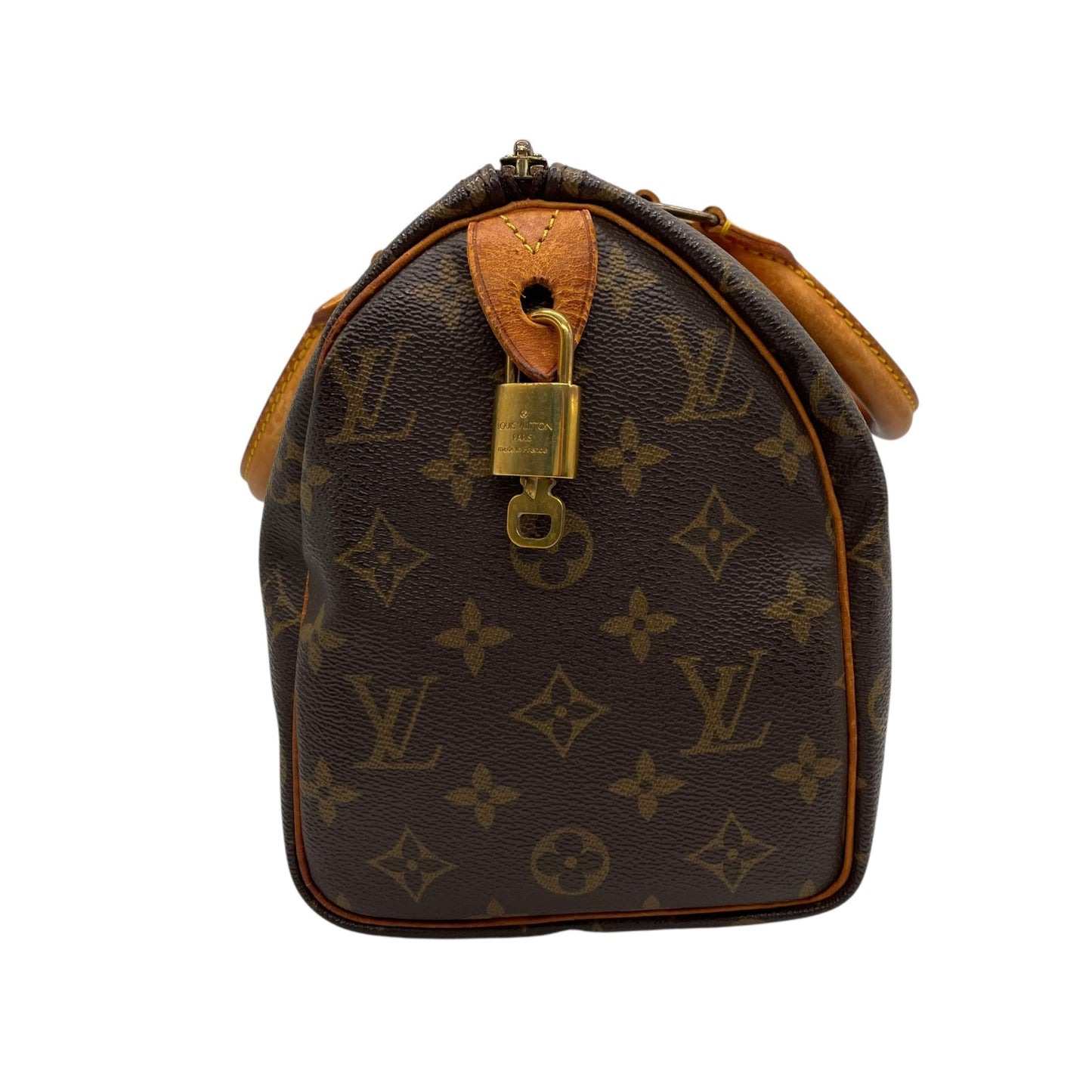 Authentic Louis Vuitton Speedy 25 Monogram Mini Boston Bag Brown Leather M41109