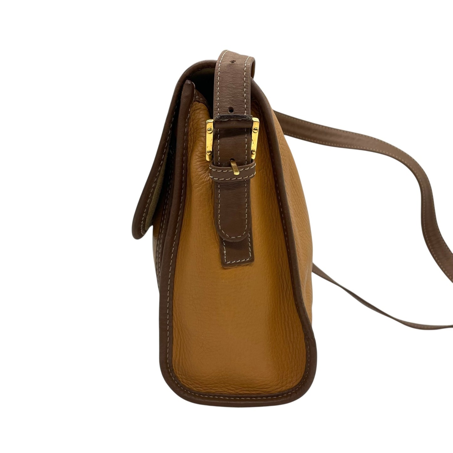 Authentic LOEWE Anagram Leather Shoulder Bag Camel Brown Embossed Logo Crossbody Vintage Archive Women