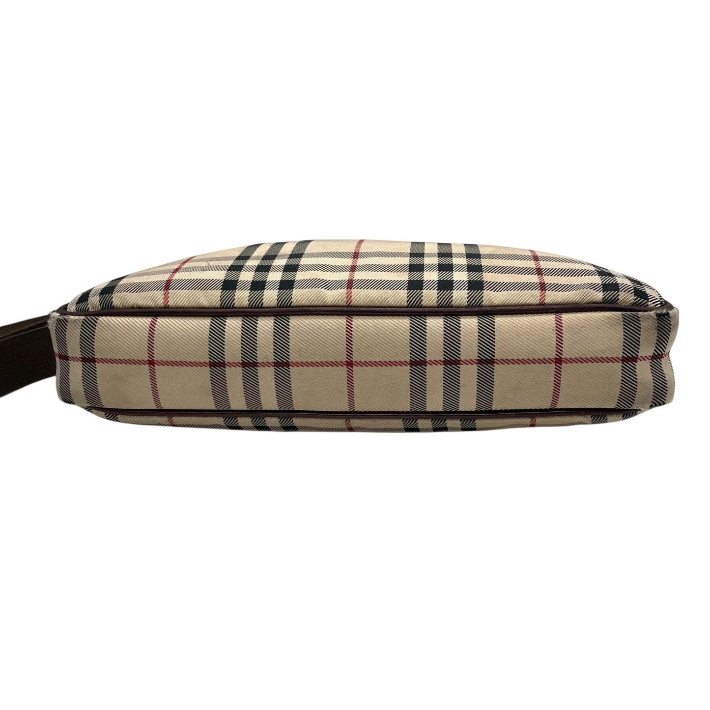 BURBERRY バーバリー ノバチェック ショルダーバッグ キャンバス レザー ベージュ 茶 ブラウン シルバー金具 ロゴプレート チェック柄 斜め掛け 肩掛け レディース C6