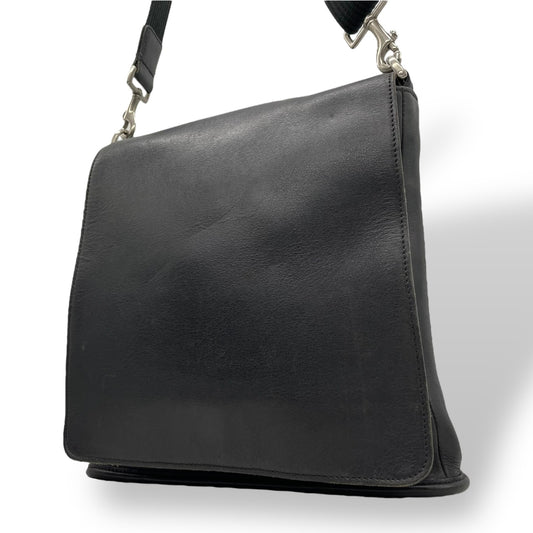 希少 COACH コーチ ショルダーバッグ メッセンジャー 肩掛け 斜め掛け USA製 グラブタンレザー 黒 ブラック シルバー金具 9431 ヴィンテージ オールレザー 本革 U12