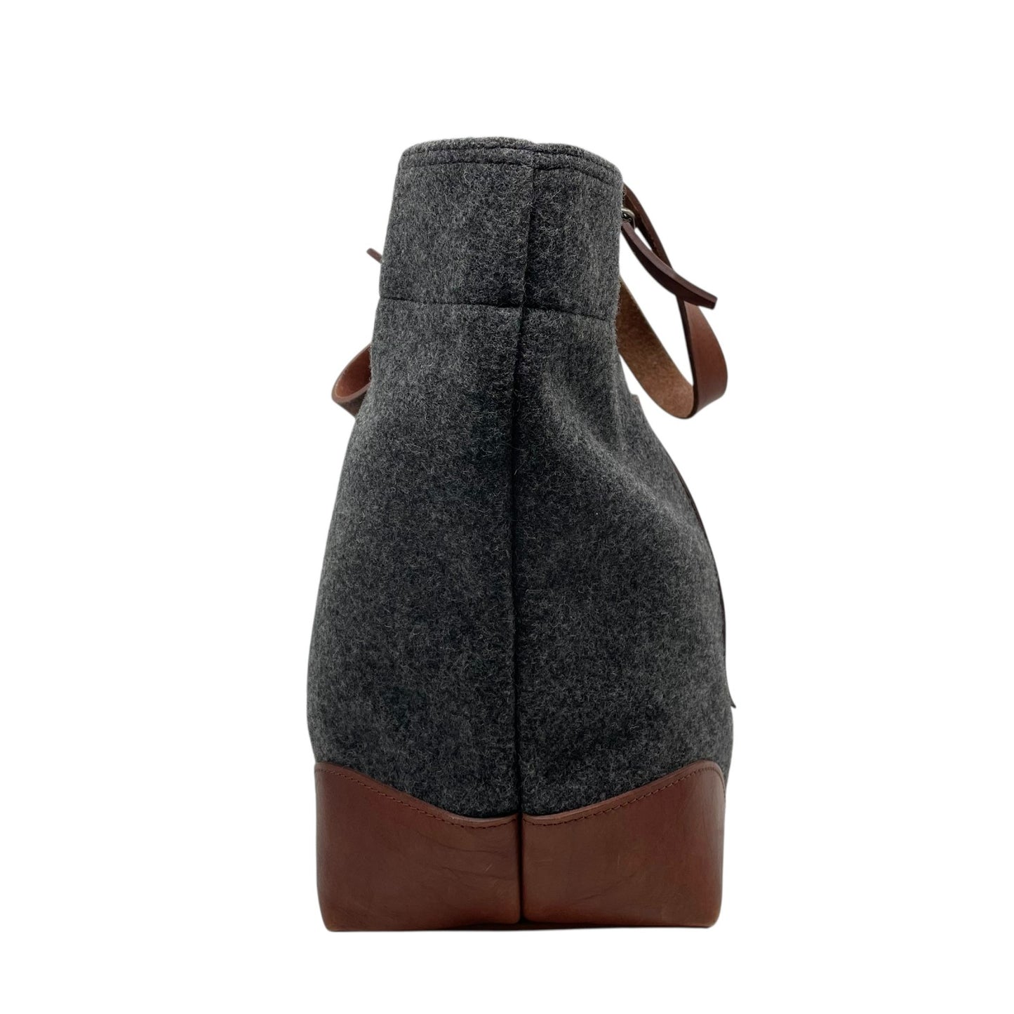 COMME des GARCONS HOMME コムデギャルソンオム トートバッグ グレー ブラウン ウール レザー シルバー金具 手提げ 肩掛け可 レディース U14