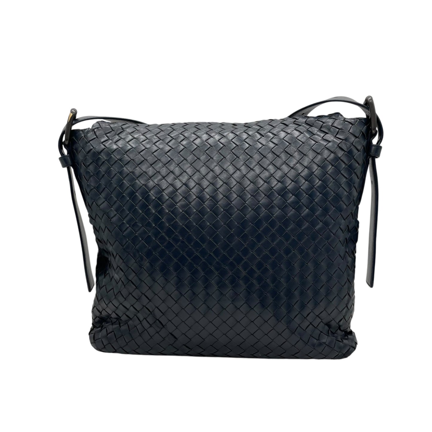 Authentic BOTTEGA VENETA Intrecciato Leather Shoulder Messenger Bag Navy Unisex