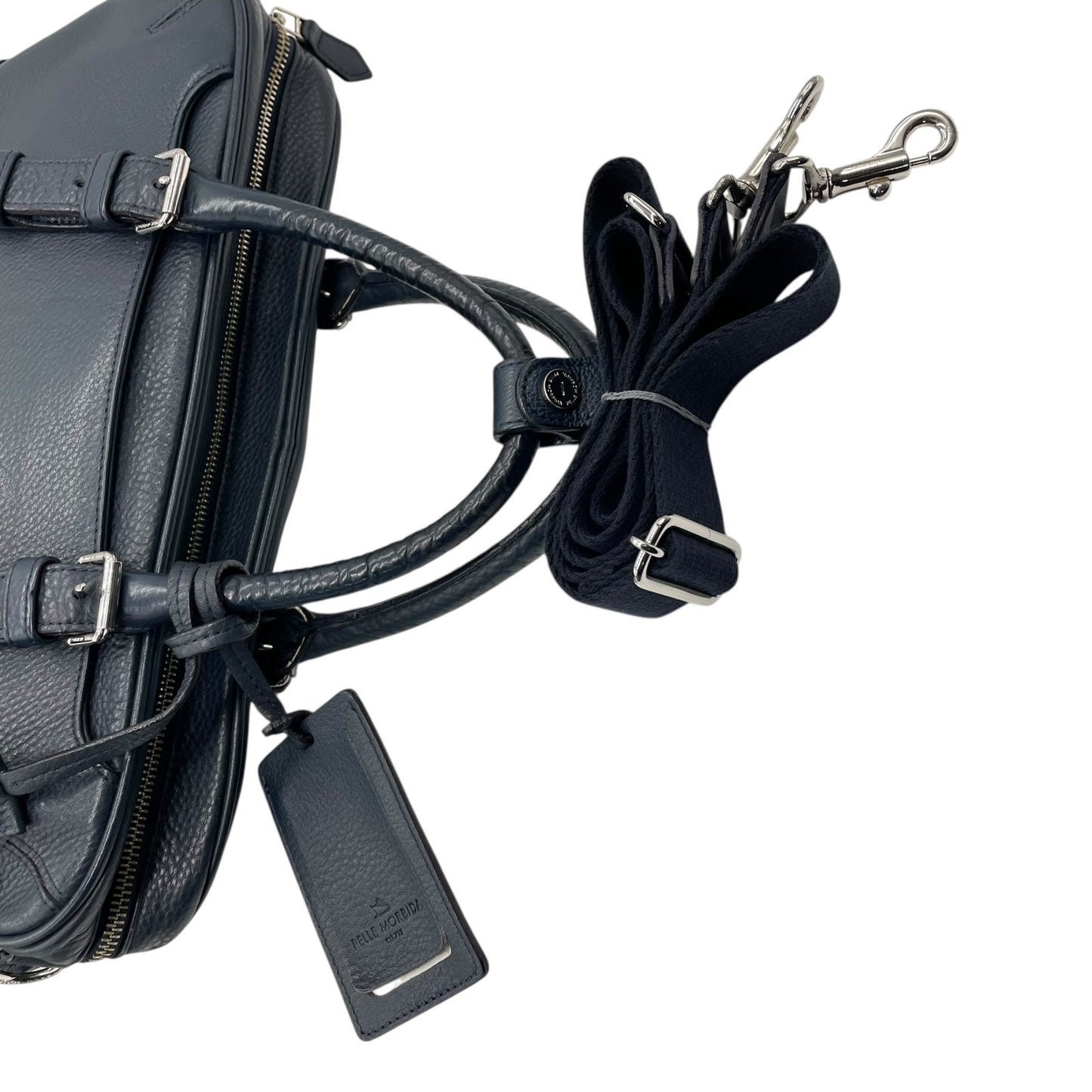 美品 PELLE MORBIDA ペッレモルビダ メイデンヴォヤージュ ビジネスバッグ オールレザー 2WAY ボストンバッグ ショルダーストラップ付 ブラック メンズ 書類鞄 正規品 ネームタグ ホイッスル付き B4