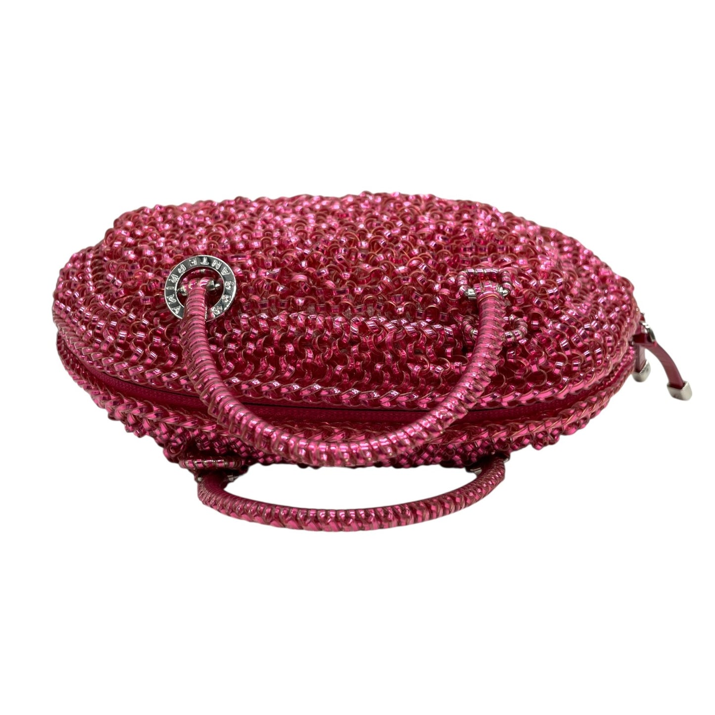 国内タイトル 美品 ANTEPRIMA アンテプリマ カルツォーネ 2WAY ハンドバッグ ワイヤーバッグ ピンク ショルダーバッグ チェーンショルダー クロスボディ シルバー金具 D4