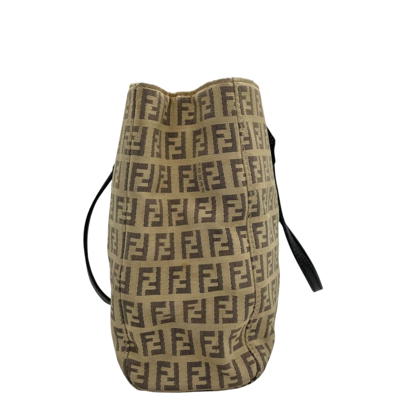 美品 FENDI フェンディ ズッキーノ ハンドバッグ ミニトート ベージュ ブラック キャンバス レザー シルバー金具 FF柄 ズッカ柄 レディース ヴィンテージ B3