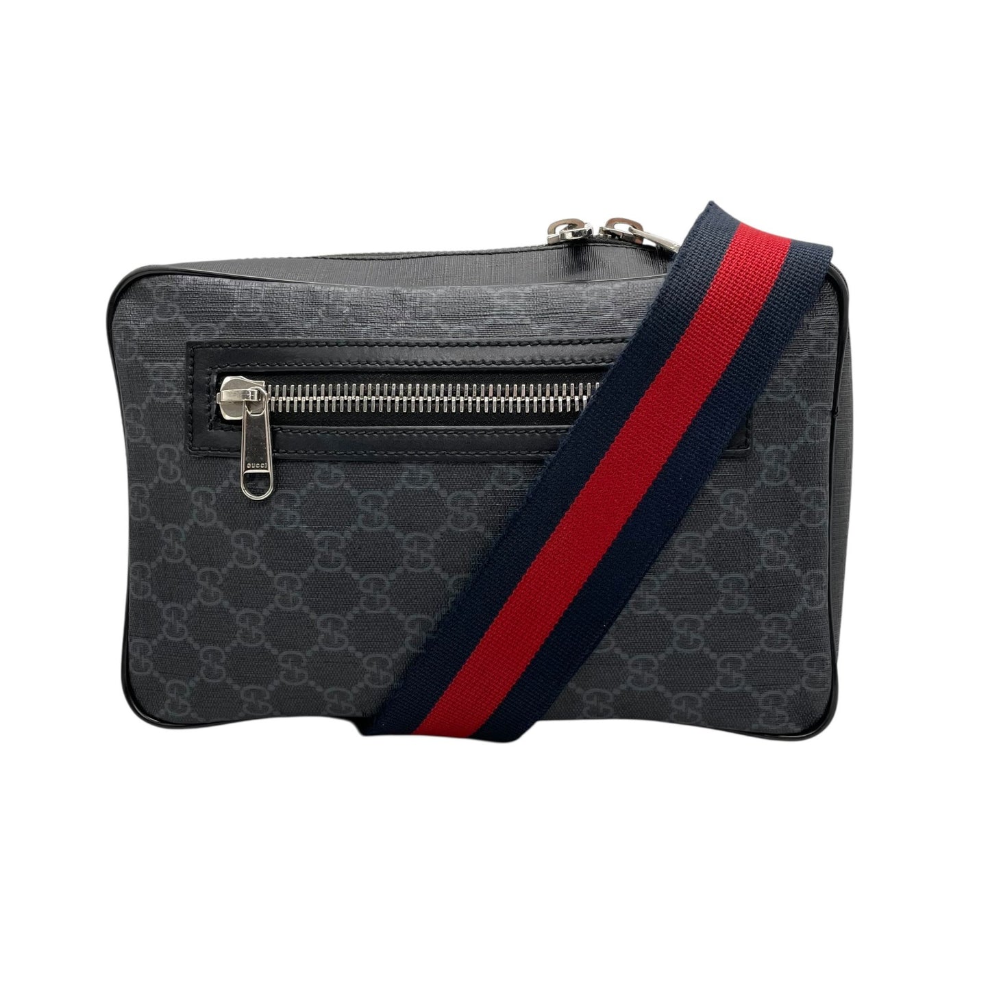 GUCCI グッチ GGスプリーム ボディバッグ ショルダーバッグ ウエストバッグ 黒 ブラック ネイビー PVC レザー GG柄 シルバー金具 478325 メンズ Z1