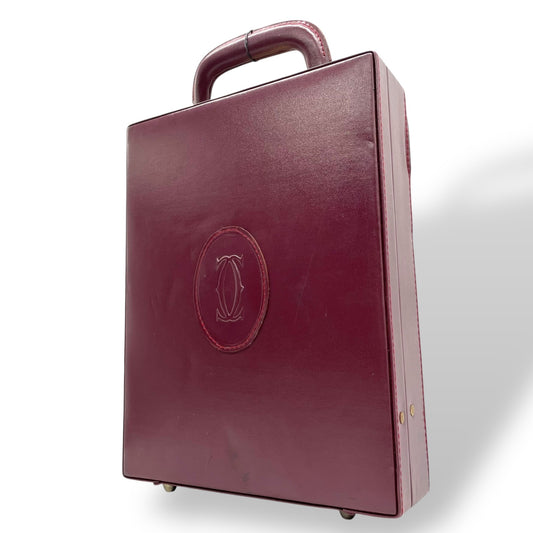 Cartier カルティエ アタッシュケース トランクケース ボルドー レザー ビジネスバッグ ゴールド金具 ヴィンテージ ビジネスバッグ 書類鞄 メンズ レディース A