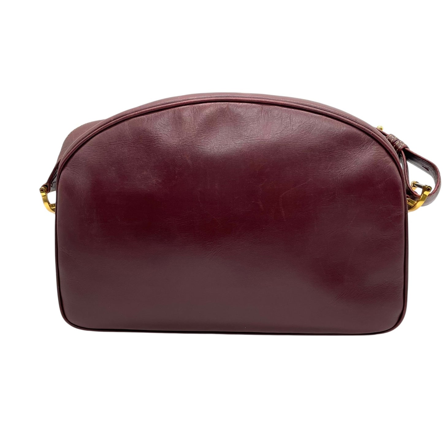 美品 Cartier カルティエ マストライン ショルダーバッグ 赤 ボルドー ワインレッド レザー ゴールド金具 ロゴ 2Cモチーフ カメラバッグ 斜め掛け可 レディース Z1