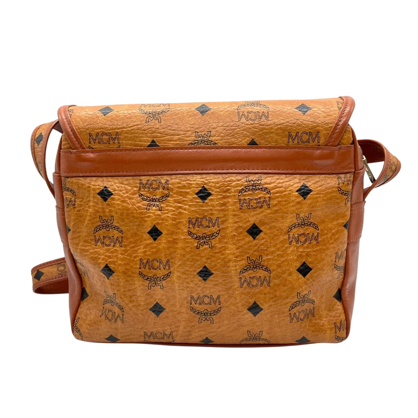 MCM エムシーエム ショルダーバッグ メッセンジャーバッグ ヴィセトス PVC レザー ブラウン 茶色 ゴールド金具 総柄 クロスボディ 斜め掛け ユニセックス K8