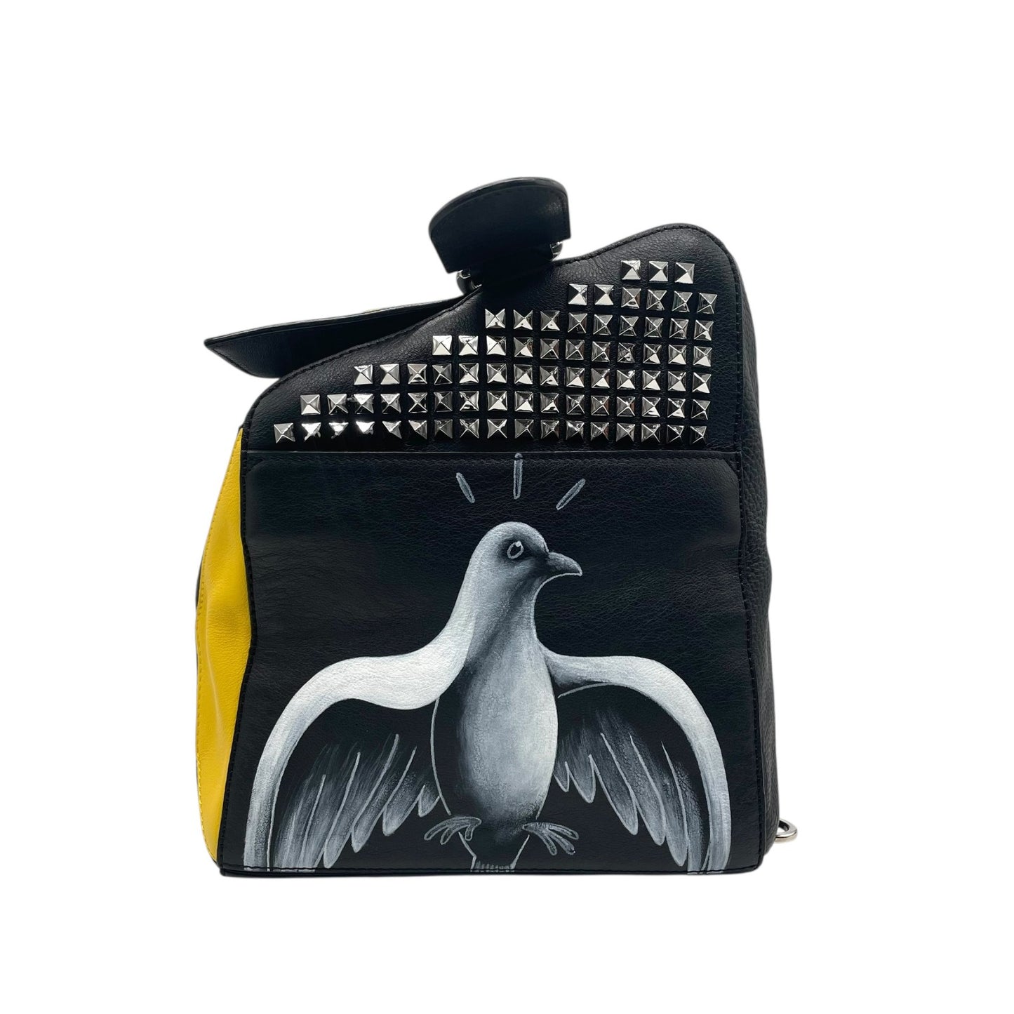 限定品 希少 極美品 LOEWE ロエベ パズルバッグ ラージ ミニボストン スタッズ アナグラム ロゴ チェーン ブラック 黒 マルチカラー メンズ レディース D