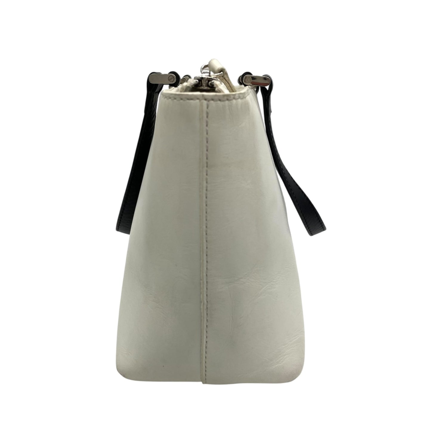 BURBERRY バーバリー ハンドバッグ 白 ホワイト 黒 ブラック レザー シルバー金具 ロゴ 横長 Y2K ノバチェック レディース C2