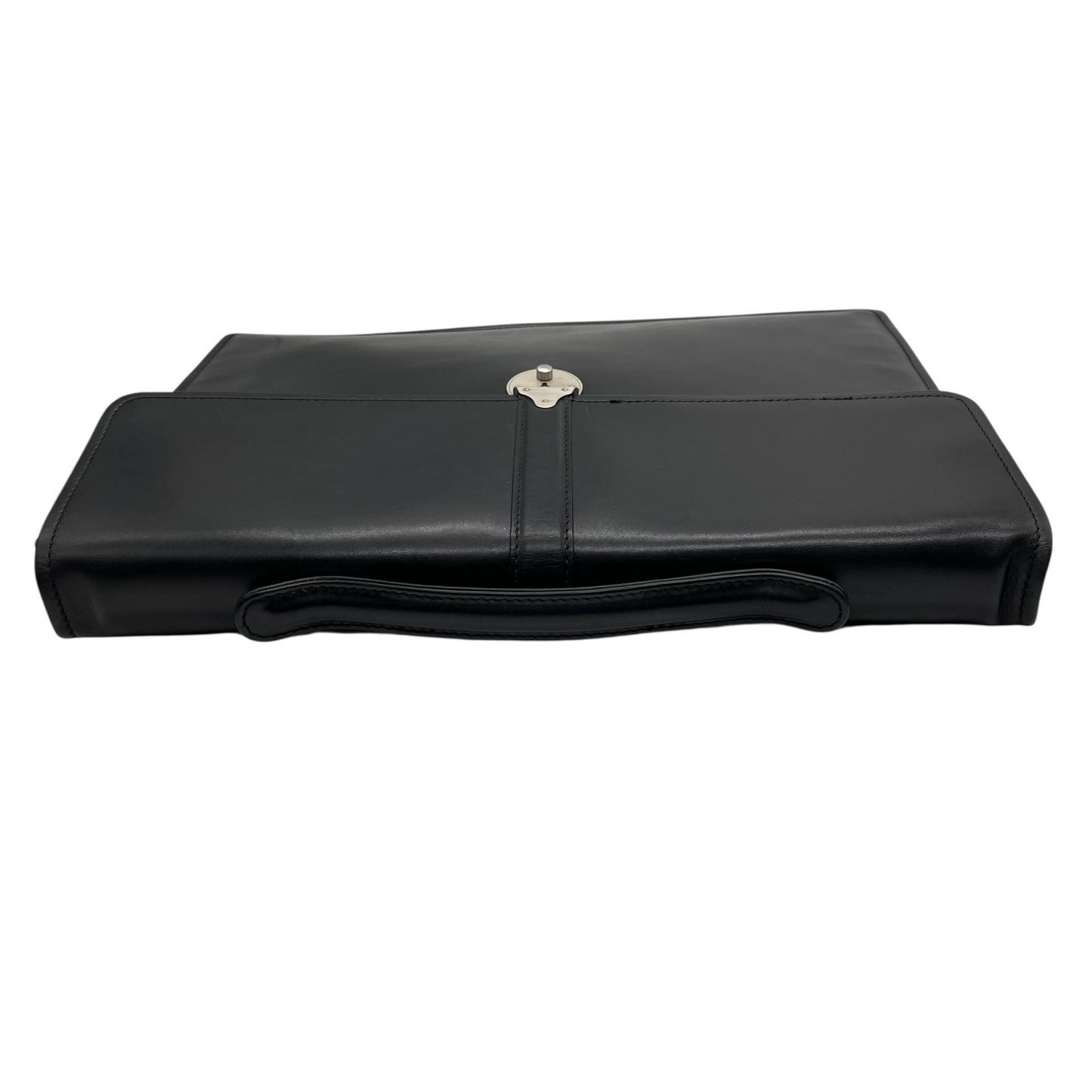 Salvatore Ferragamo サルヴァトーレフェラガモ 2WAY ビジネスバッグ ショルダーバッグ ブリーフケース ダレスバッグ 黒 ブラック レザー シルバー金具 フラップ開閉 斜め掛け可 A4収納可 メンズ E