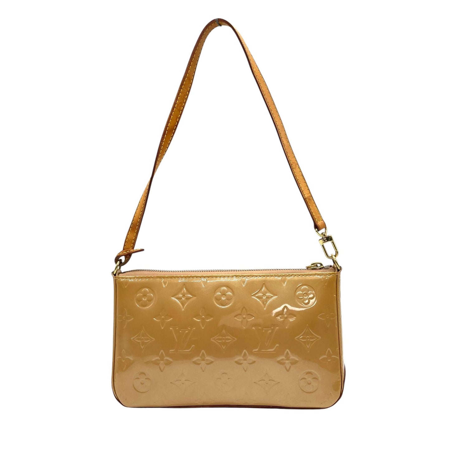 LOUIS VUITTON ルイヴィトン モノグラム ヴェルニ ハンドバッグ マロリー・スクエア M91197 アクセサリーポーチ ミニバッグ ハンドバッグ ワンショルダー 肩掛け可 キャメル ブラウン パテントレザー ゴールド金具 レディース K4