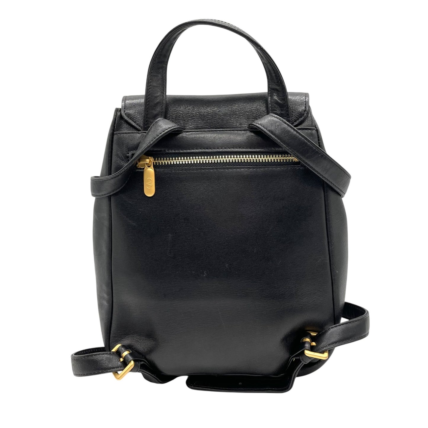 VALENTINO GARAVANI ヴァレンティノ ガラヴァーニ リュックサック バックパック フラップ付き 本革 レザー ブラック ロゴ メンズ レディース K5