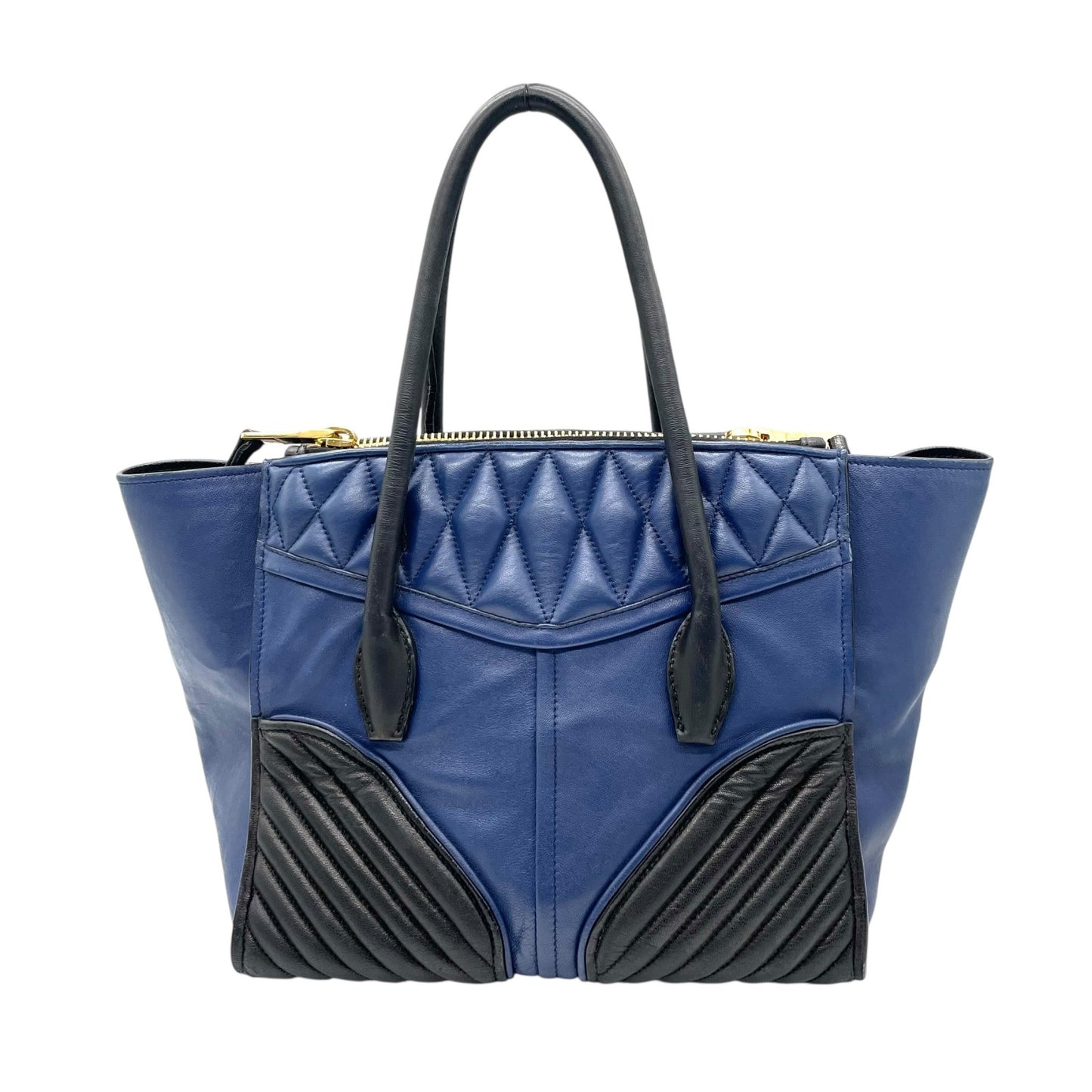 美品 miu miu ミュウミュウ トートバッグ ハンドバッグ バイカラー バイカー ナッパ ゴールド金具 レディース レザー 本革 A1