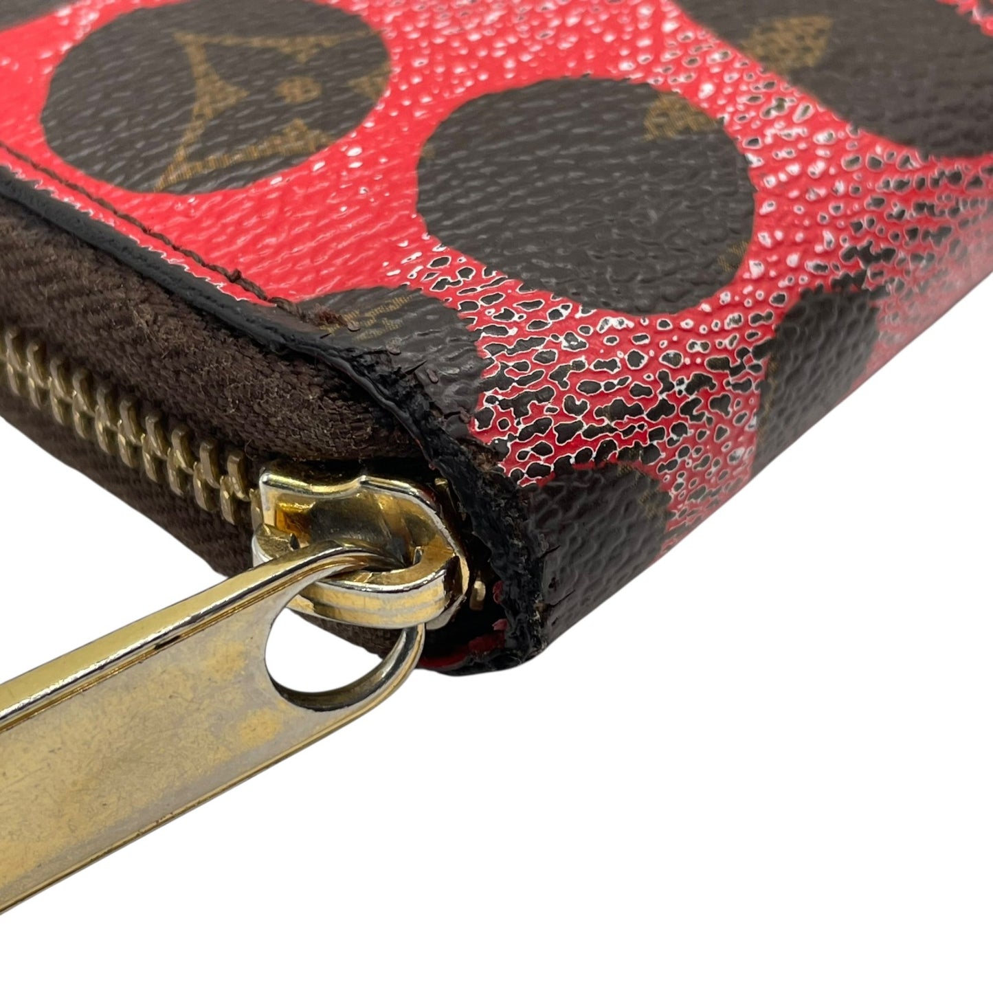 廃盤品 希少 LOUIS VUITTON ルイヴィトン ジッピーウォレット 草間彌生 パンプキンドット モノグラム ブラウン ルージュ 長財布 ラウンドファスナー 限定 廃盤 M60450 レディース w5