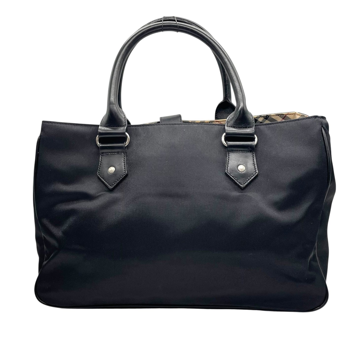 BURBERRY BLUE LABEL バーバリーブルーレーベル トートバッグ ブラック ナイロン 内装ノバチェック A4収納可 ハンドバッグ ロゴ シンプル 通勤通学にも最適 B5