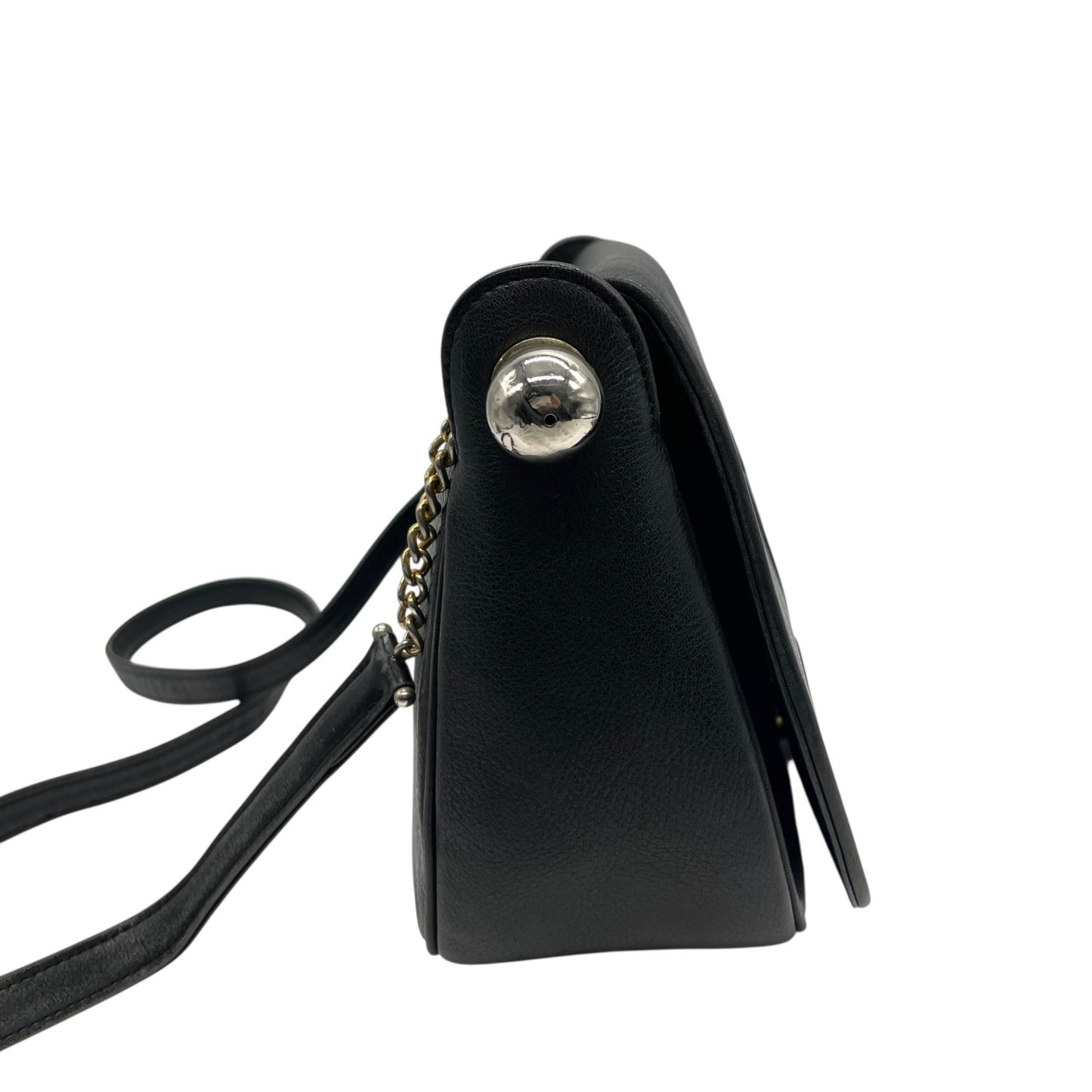 Mila Schn ミラショーン チェーンショルダーバッグ レザー 黒 ブラック 型押しロゴ ヴィンテージ U8