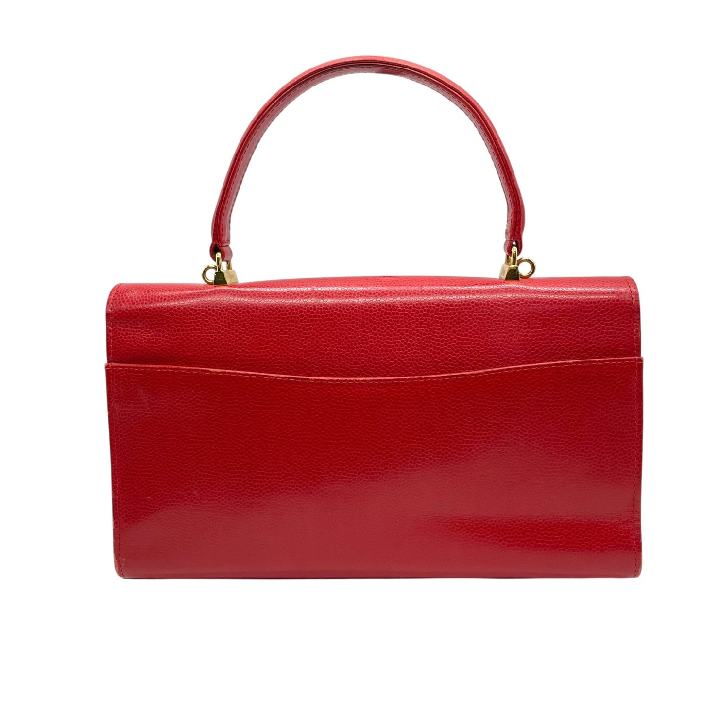 HERNO ヘルノ ハンドバッグ レザー レッド 赤 金金具 ゴールド金具 ヴィンテージ U8