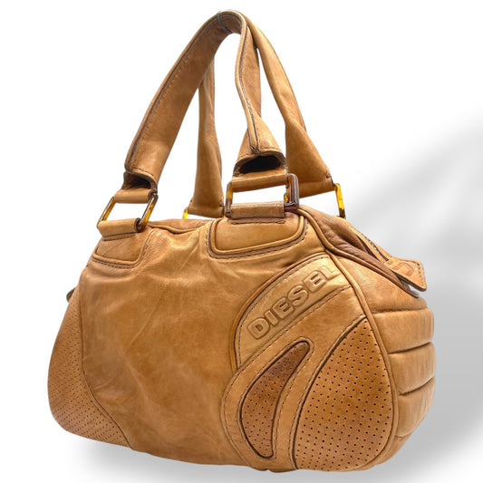 ディーゼル DIESEL ボストンバッグ レザー ブラウン 茶色 ロゴ型押し ヴィンテージ Y2K 00s vintage S84