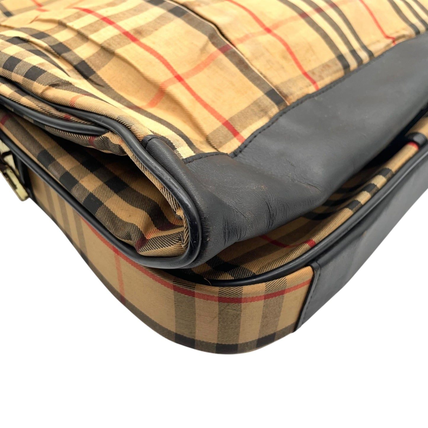 BURBERRY バーバリー ガーメントバッグ ノバチェック トラベルバッグ ベージュ ブラック キャンバス レザー ゴールド金具 ヴィンテージ メンズ X