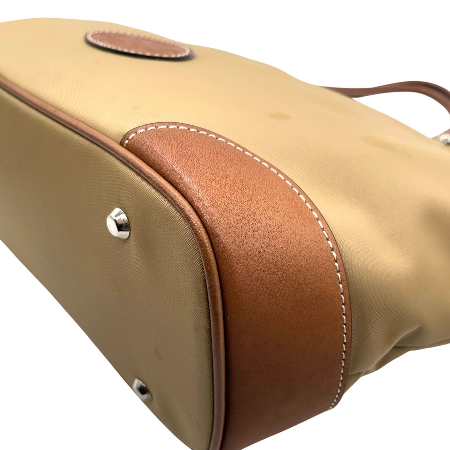 ダックス DAKS トートバッグ ナイロン×レザー ベージュ 茶色 ブラウン A4収納可 レディース メンズ兼用 S68